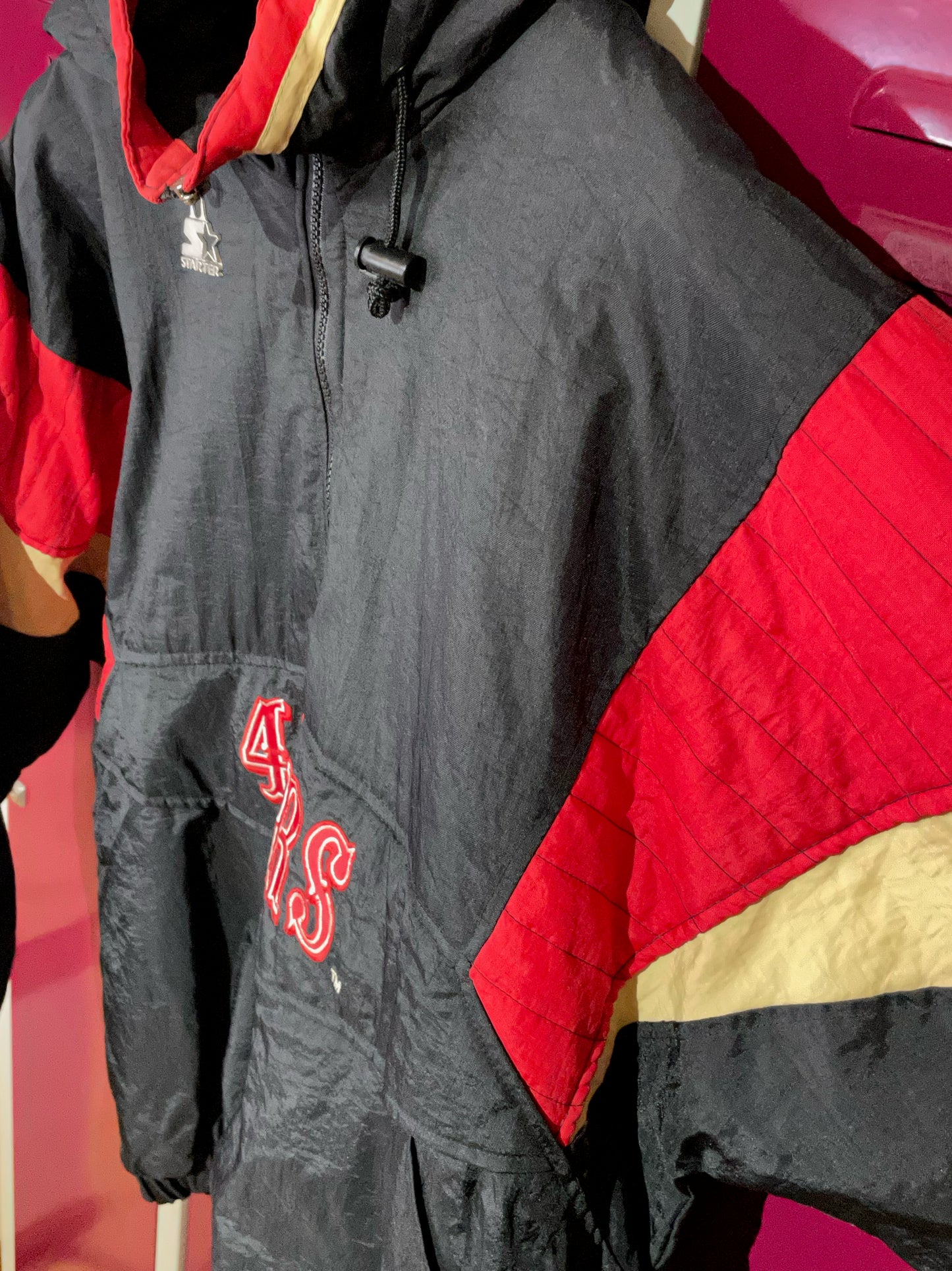 VINTAGE STARTER SF 49ERS NFL HALF ZIP JACKET SZ: L
