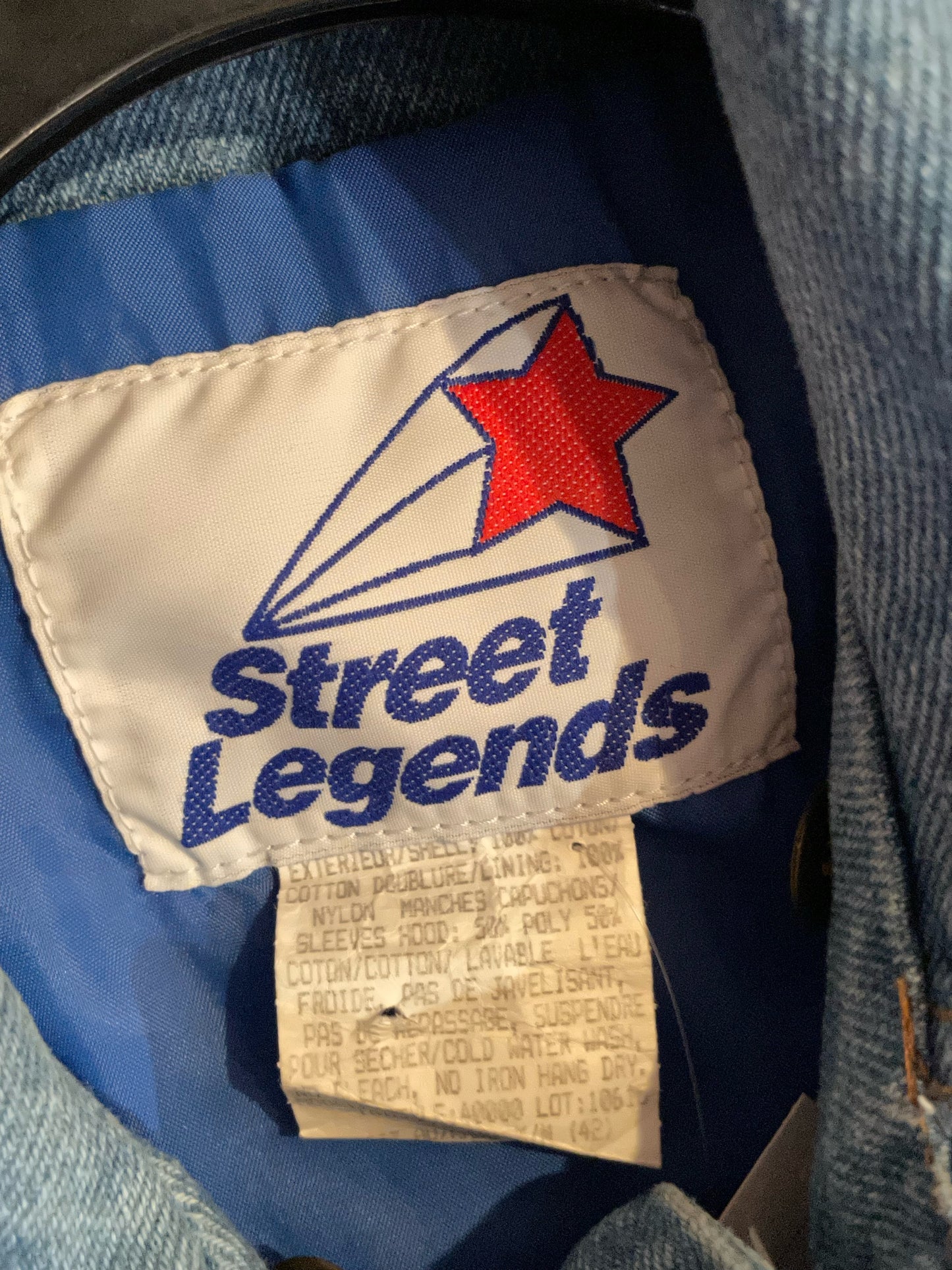 VINTAGE STREET LEGENDS MONTREAL CANADIANS REMOVABLE SLEEVES DENIM JACKET SZ: M