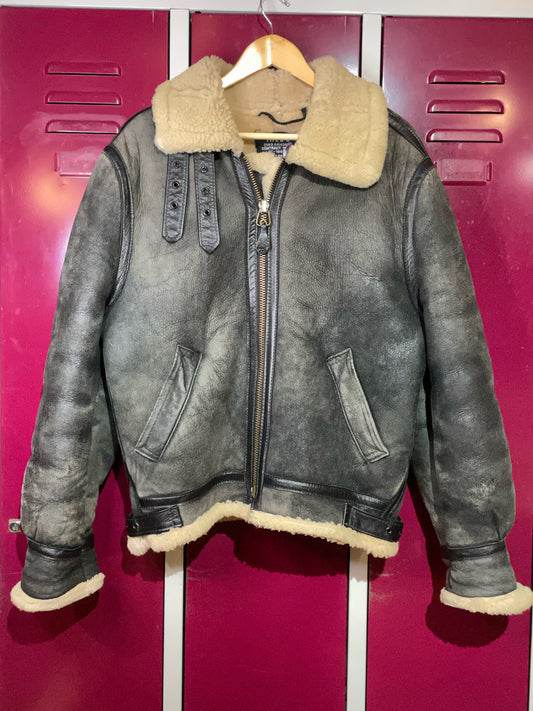 VINTAGE SCHOTT TYPE B-3 SHEARLING SHEEPSKIN JACKET  SZ: 38