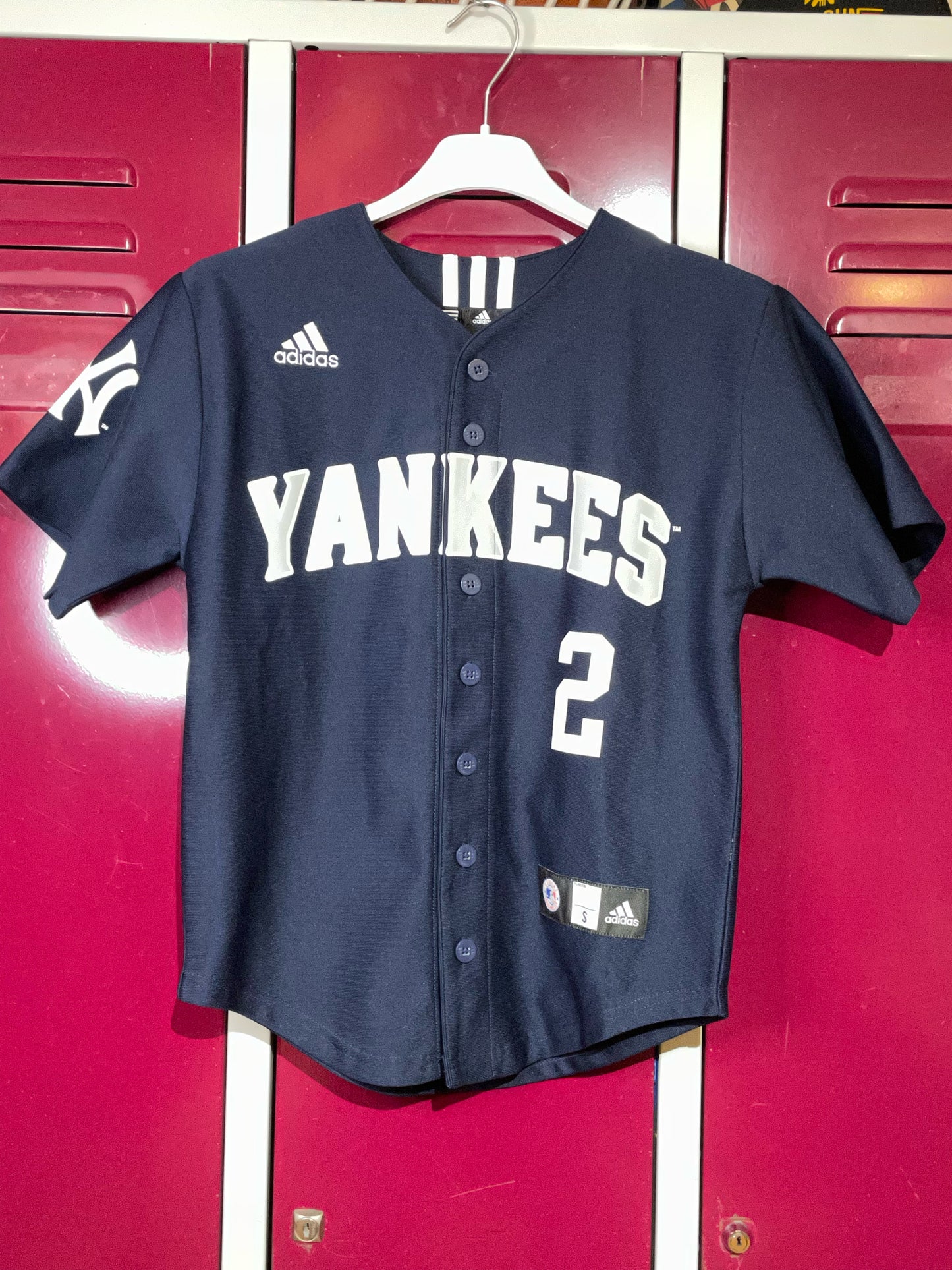"KIDS" ADIDAS YANKEES "JETER" MLB BASEBALL JERSEY SZ: S (KIDS) - 8YRS