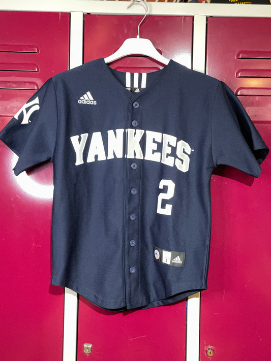 "KIDS" ADIDAS YANKEES "JETER" MLB BASEBALL JERSEY  SZ: S (KIDS) - 8YRS