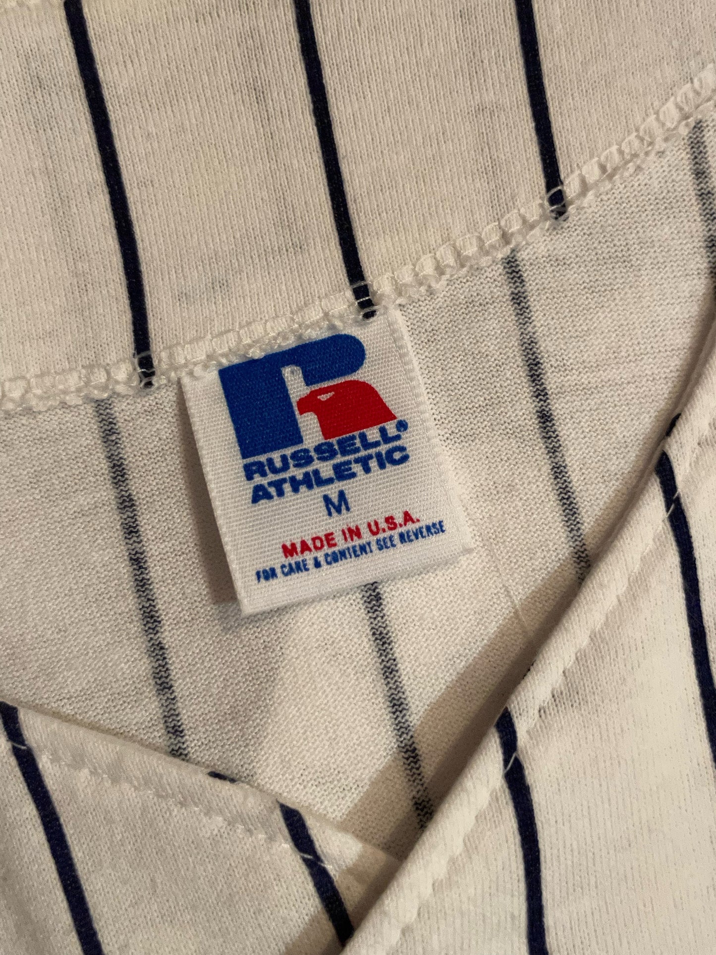 VINTAGE RUSSEL ATHLETIC NEW YORK YANKEES MLB BASEBALL JERSEY SZ: M