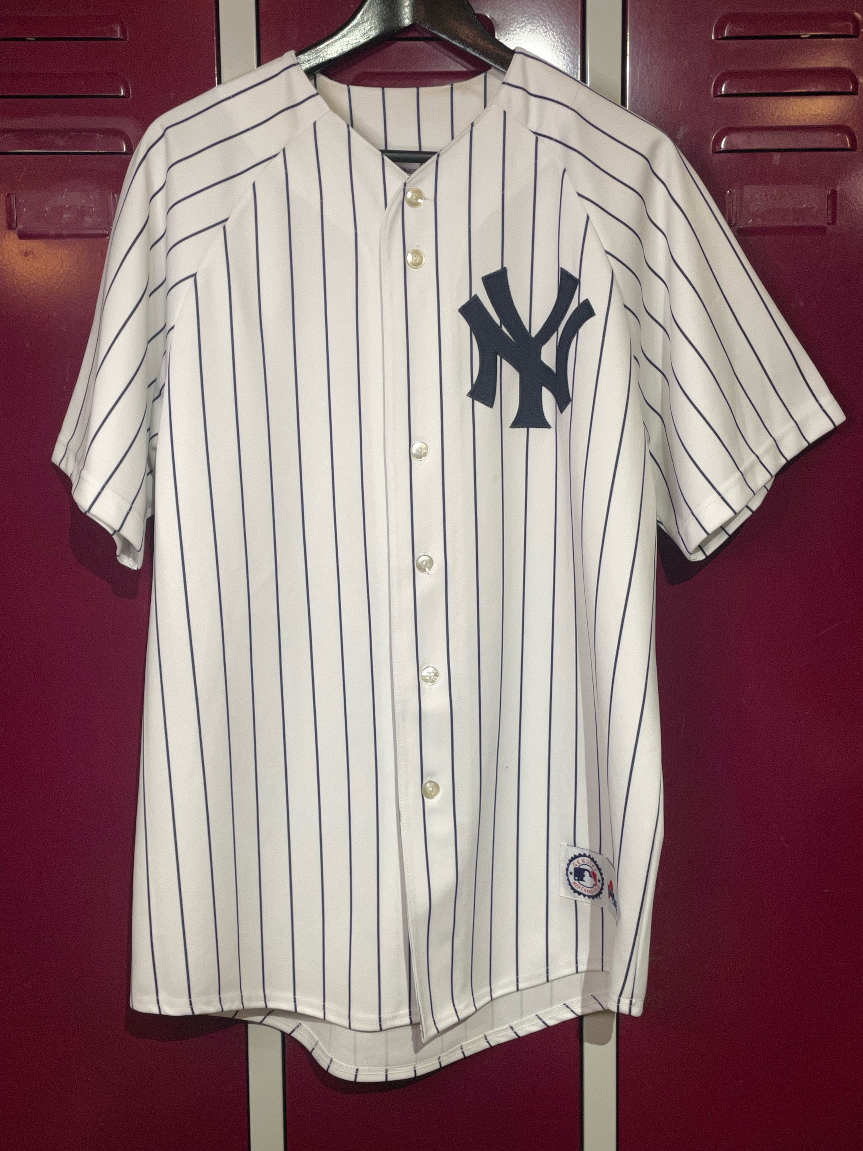 Vintage Majestic New York Yankees Red / Navy Pinstripe Jersey