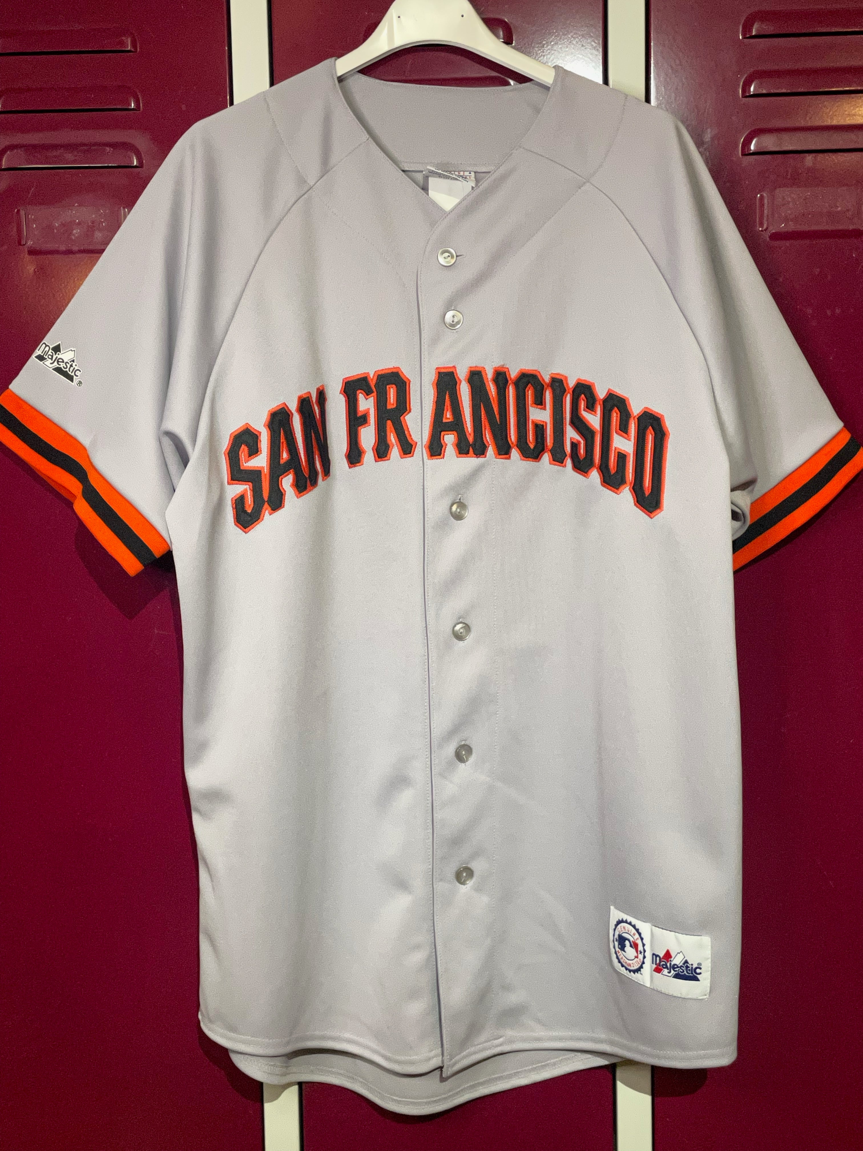 Vintage San Francisco Giants Pinstripe Baseball Jersey Majestic Made in USA  SZ L 