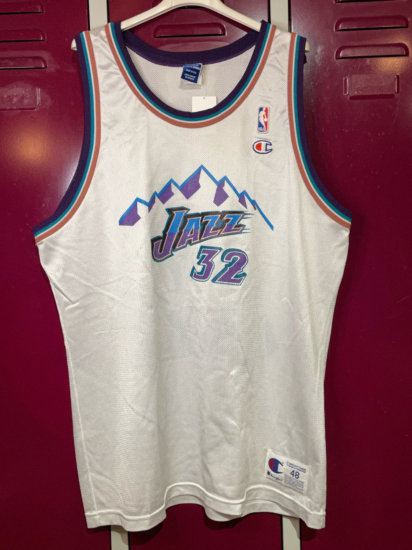 VINTAGE CHAMPION UTAH JAZZ "KARL MALONE" NBA BASKETBALL JERSEY  SZ: 48