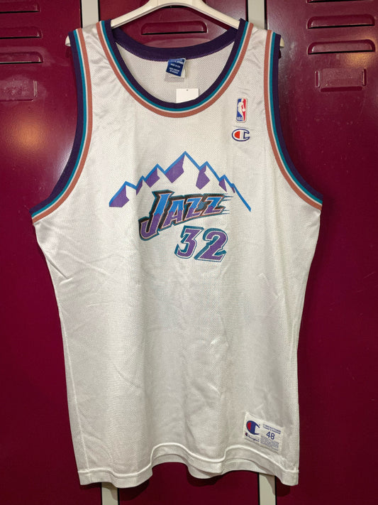 VINTAGE CHAMPION UTAH JAZZ "KARL MALONE" NBA BASKETBALL JERSEY  SZ: 48