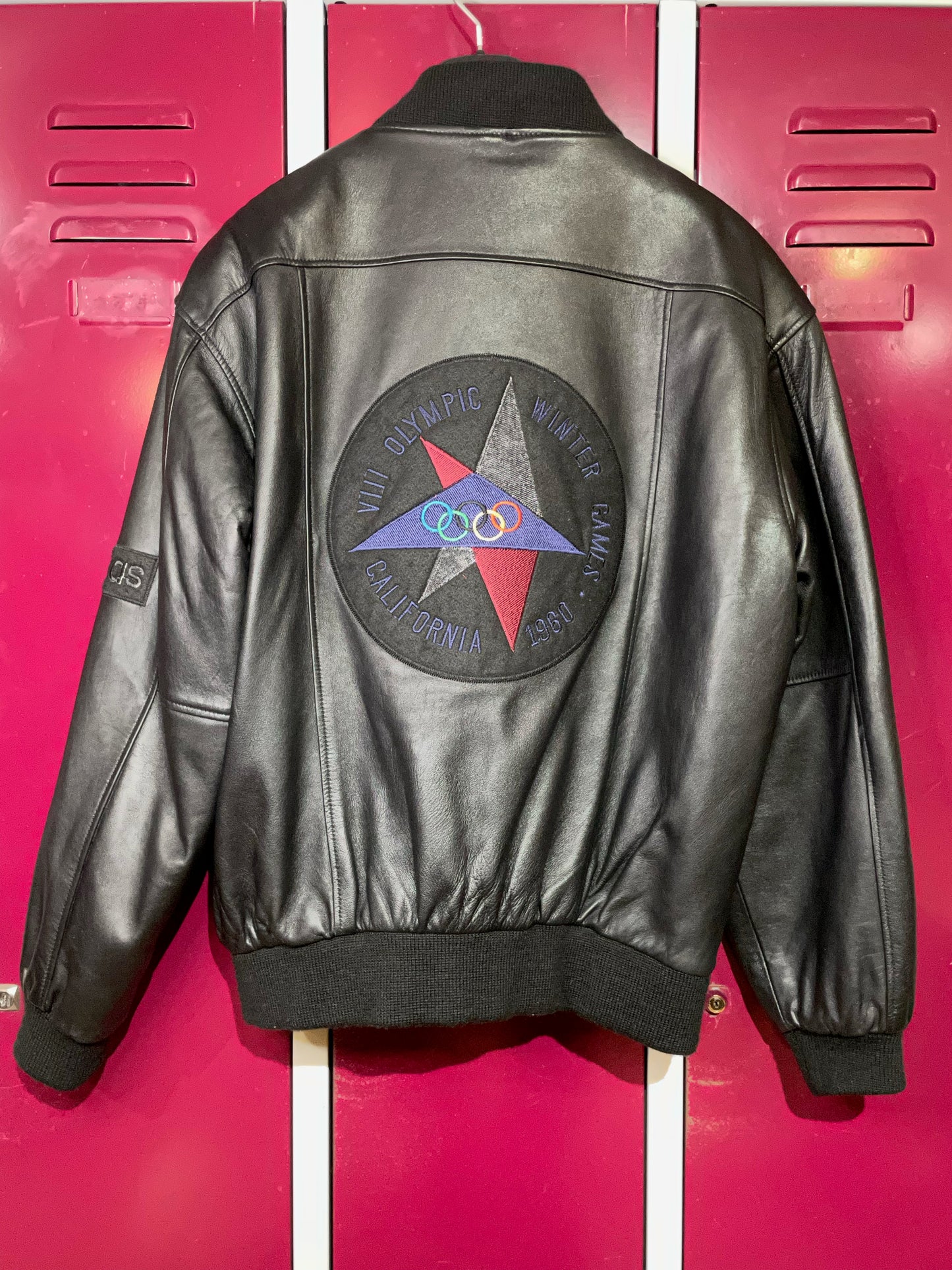 VINTAGE 90S ADIDAS OLYMPIC COLLECTION 1960 LEATHER JACKET SZ: M