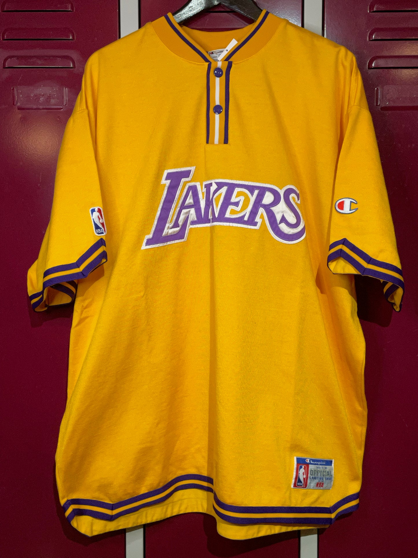 VINTAGE CHAMPION LOS ANGELES LAKERS NBA WARMUP SHIRT SZ: XL