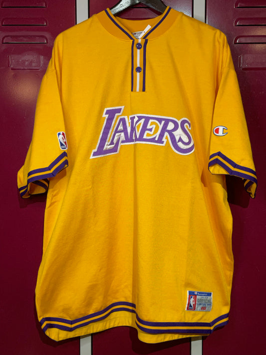 VINTAGE CHAMPION LOS ANGELES LAKERS NBA WARMUP SHIRT  SZ: XL