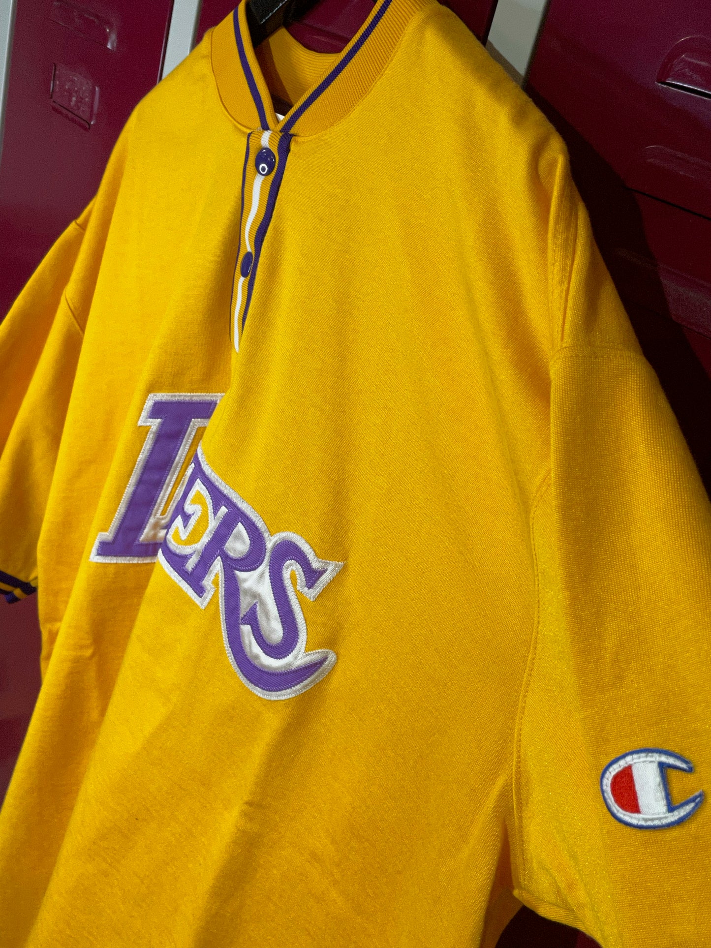 VINTAGE CHAMPION LOS ANGELES LAKERS NBA WARMUP SHIRT SZ: XL