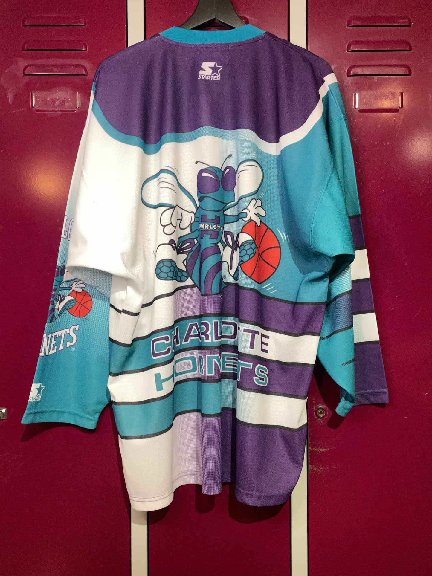 VINTAGE STARTER CHARLOTTE HORNETS NBA HOCKEY JERSEY  SZ: XL