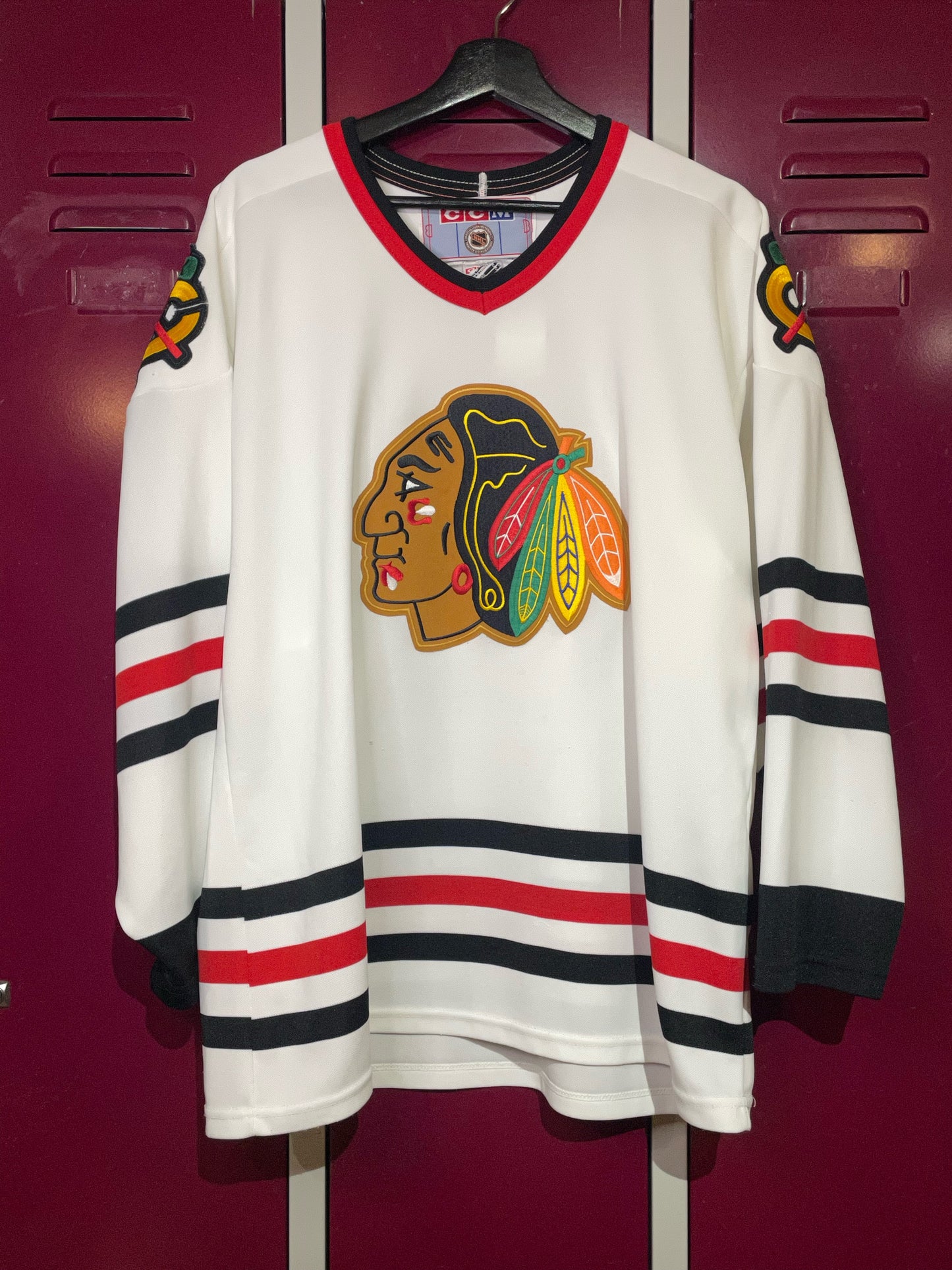 VINTAGE CCM CHICAGO BLACKHAWKS NHL HOCKEY JERSEY SZ: L