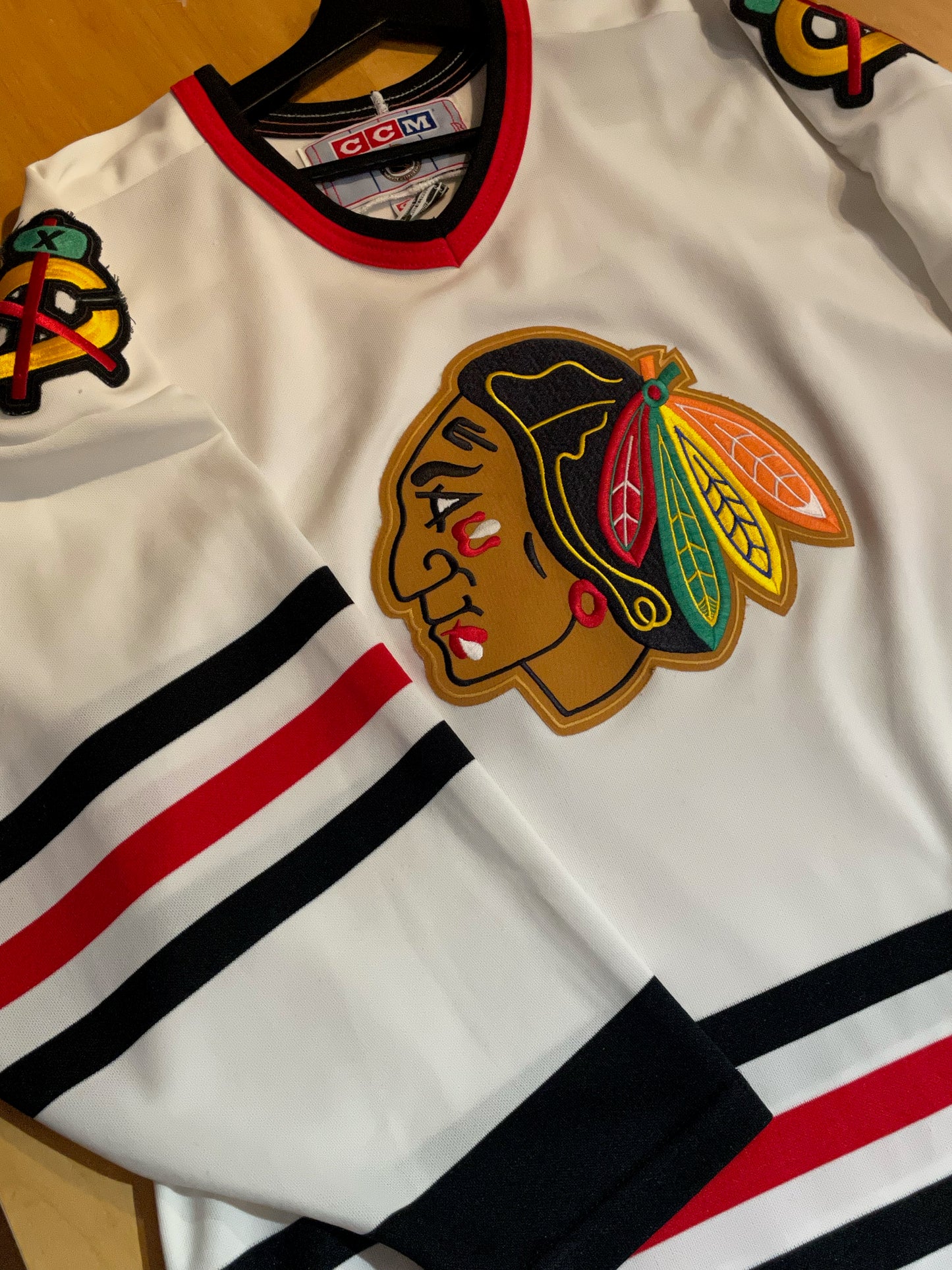 VINTAGE CCM CHICAGO BLACKHAWKS NHL HOCKEY JERSEY SZ: L
