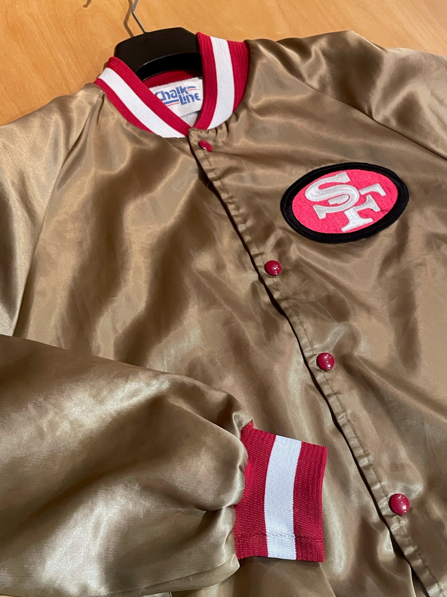 VINTAGE 90s CHALK LINE SAN FRANCISCO 49ERS SATIN JACKET  SZ: M