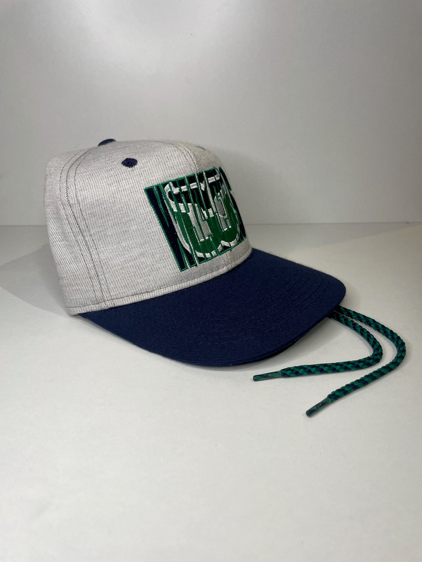 VINTAGE 90s HARTFORD WHALERS #1 APPAREL DRAWSTRING CAP HAT