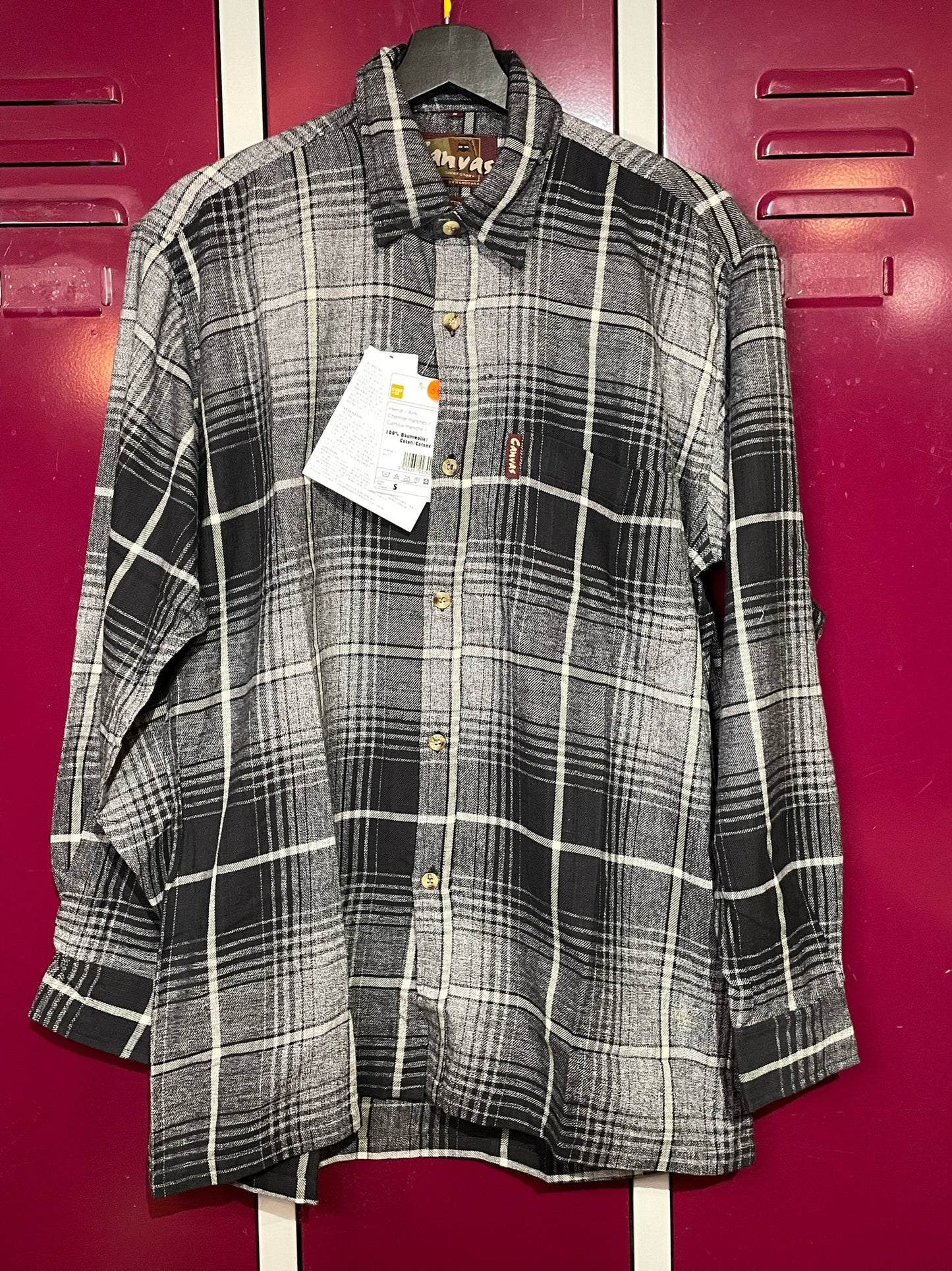 "DS" VINTAGE 90s CANVAS "COOP" CHECKED SHIRT  SZ: S (Oversized)