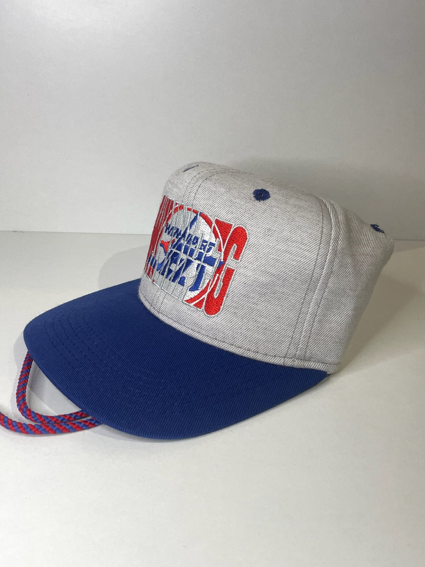 VINTAGE 90s WINNIPEG JETS #1 APPAREL DRAWSTRING CAP HAT