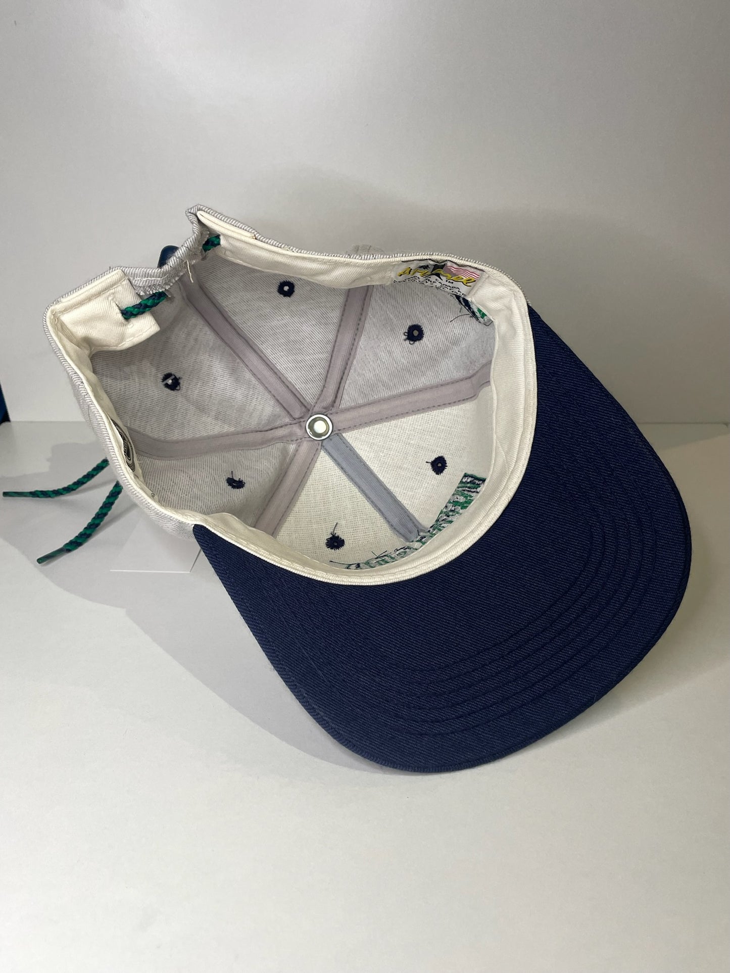 VINTAGE 90s HARTFORD WHALERS #1 APPAREL DRAWSTRING CAP HAT