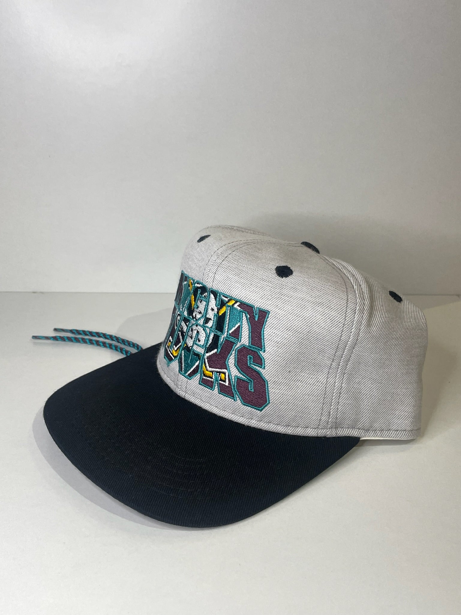 VINTAGE 90s MIGHTY DUCKS #1 APPAREL DRAWSTRING CAP HAT – Stay Alive vintage  store