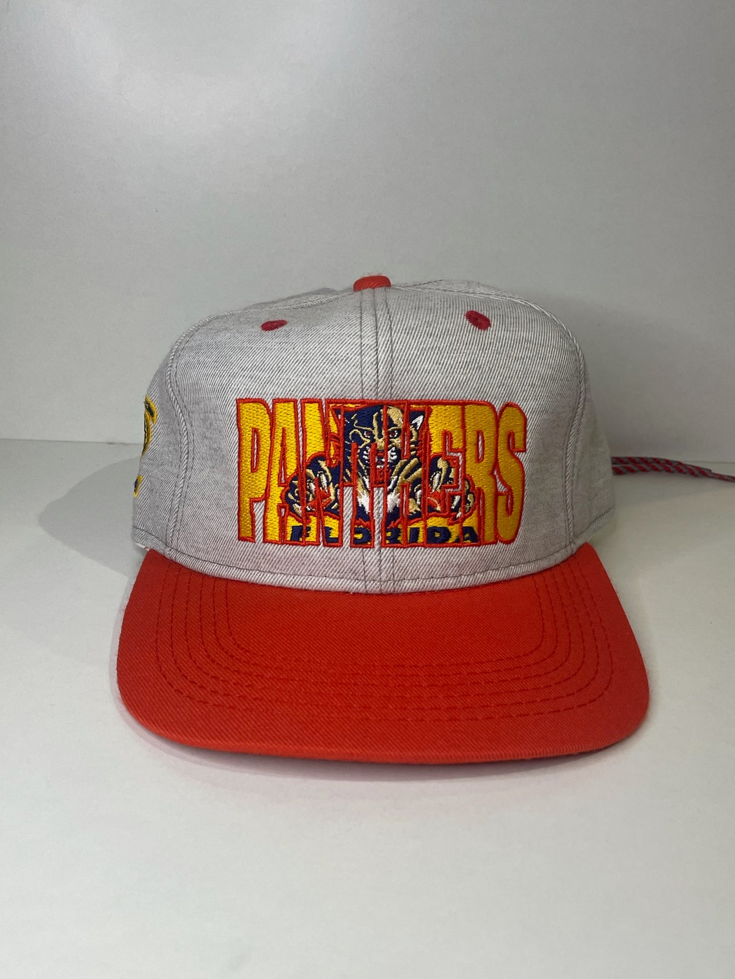 VINTAGE 90s FLORIDA PANTHERS #1 APPAREL DRAWSTRING CAP HAT