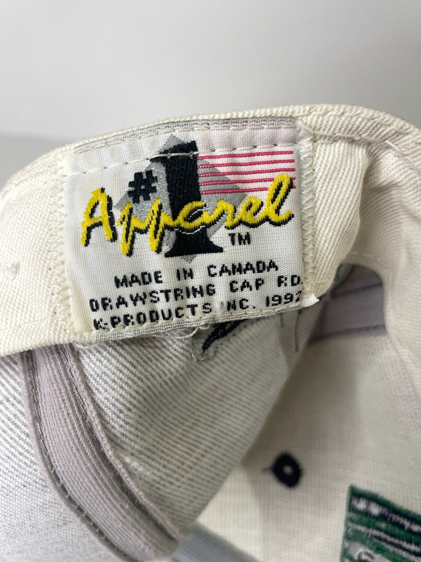 VINTAGE 90s HARTFORD WHALERS #1 APPAREL DRAWSTRING CAP HAT
