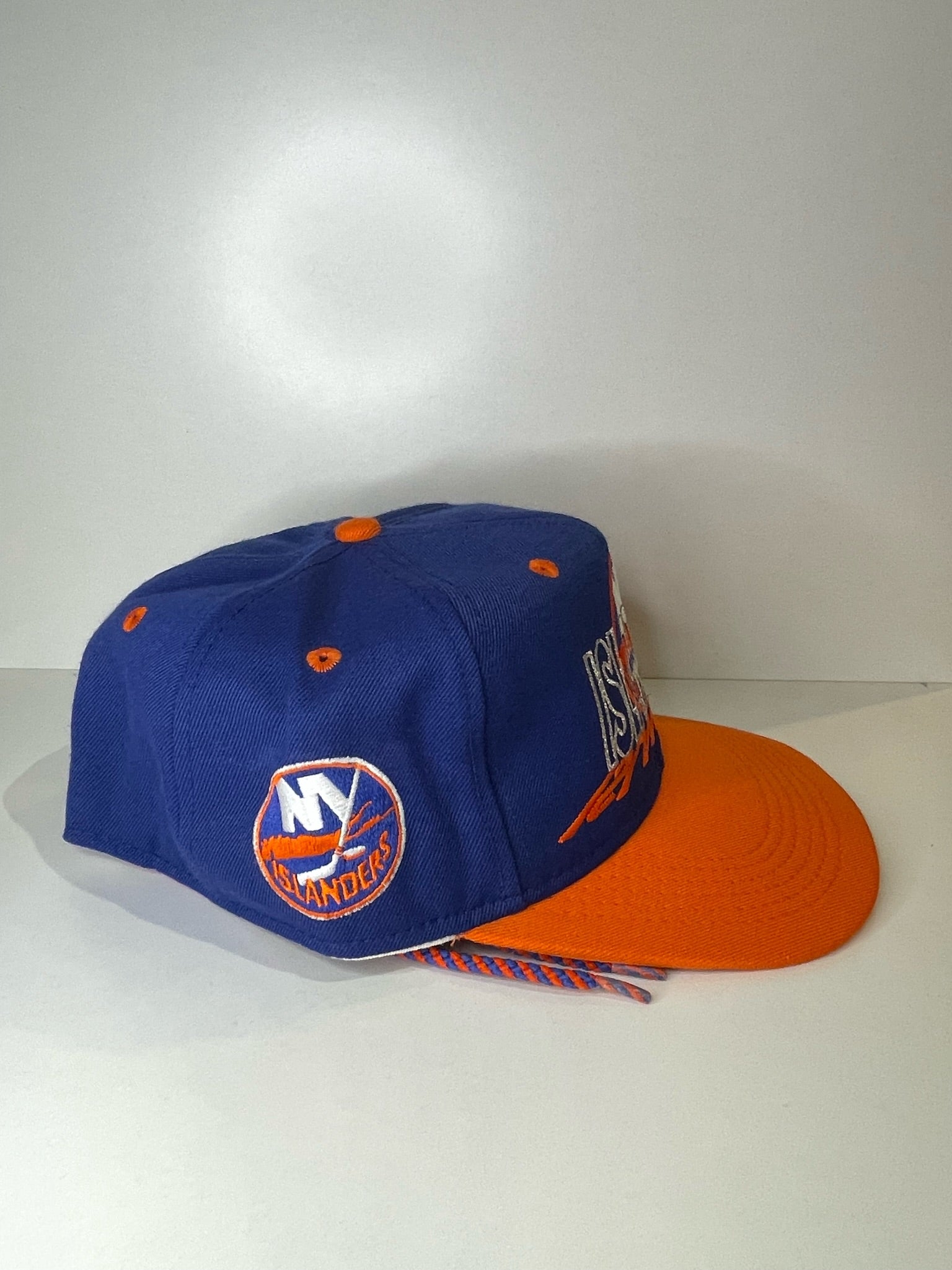 VINTAGE 90s NEW YORK ISLANDERS #1 APPAREL DRAWSTRING CAP HAT