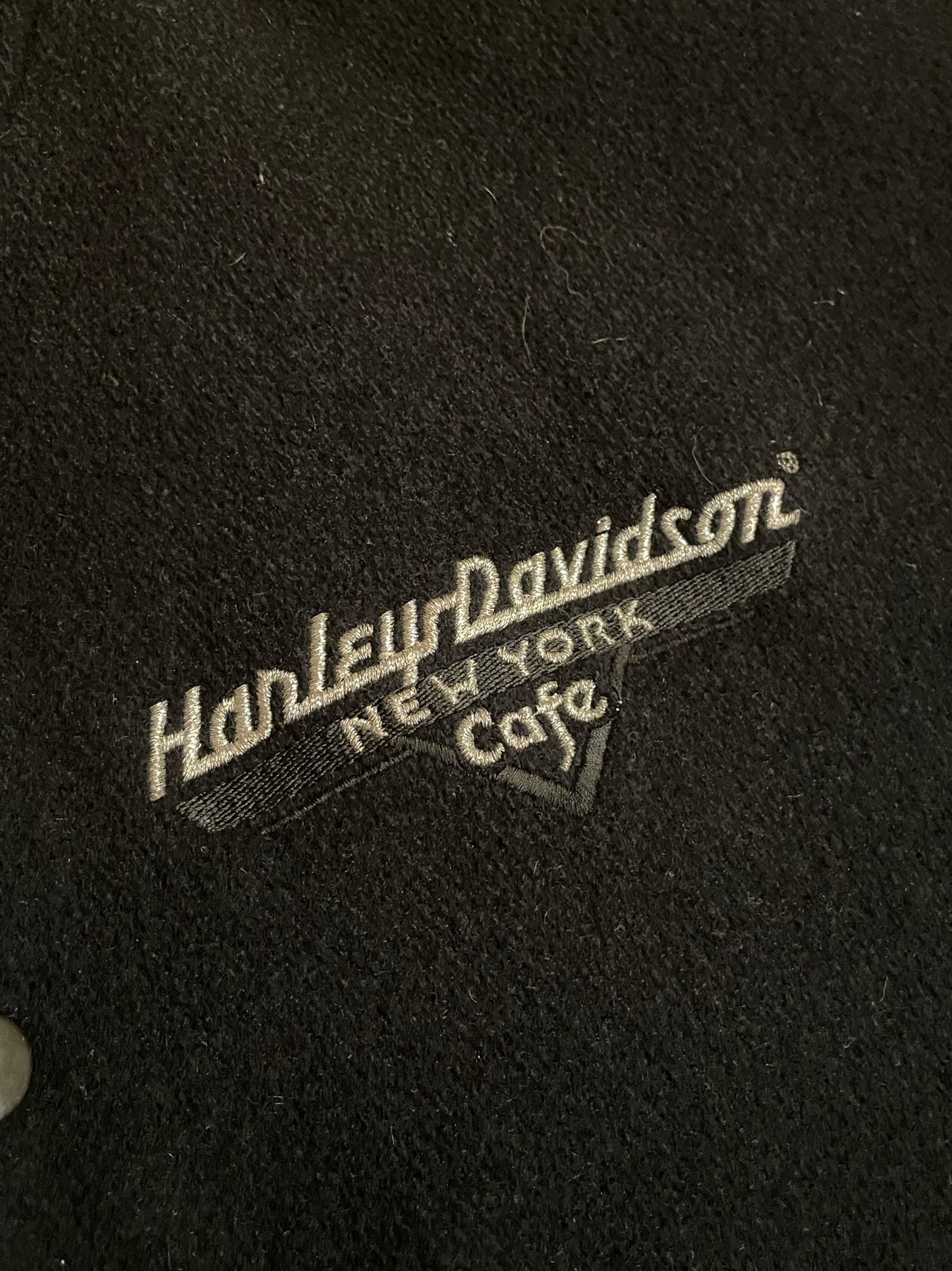 VINTAGE HARLEY DAVIDSON "NEW YORK CAFE" VARSITY JACKET SZ: L