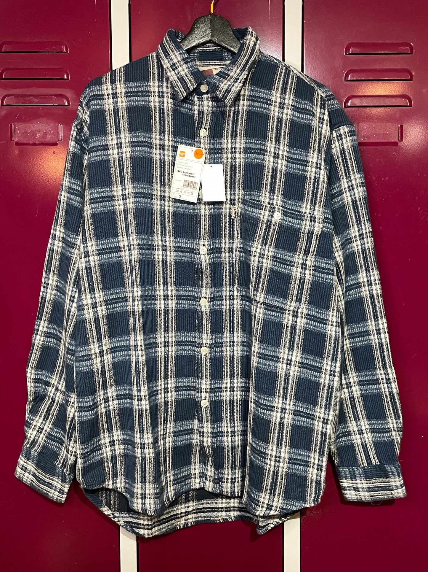 "DS" VINTAGE 90s CANVAS "COOP" CHECKED SHIRT  SZ: S (Oversized)