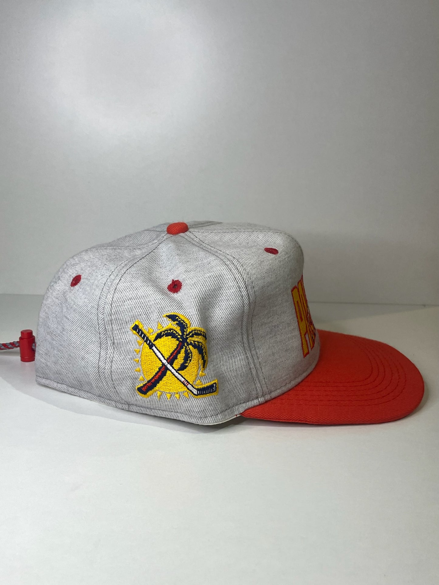 VINTAGE 90s FLORIDA PANTHERS #1 APPAREL DRAWSTRING CAP HAT