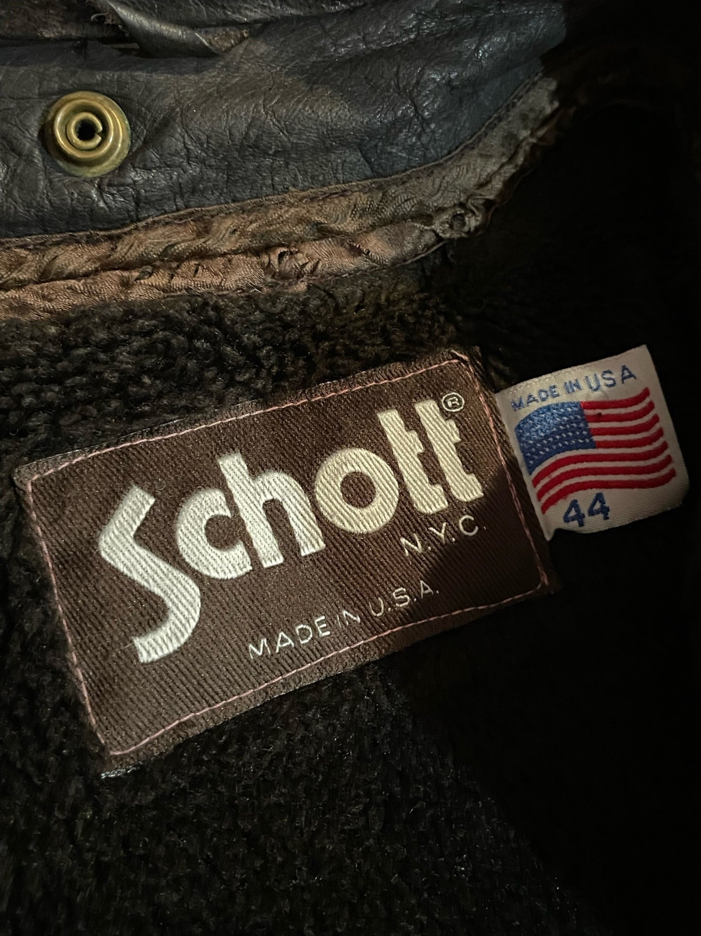 VINTAGE SCHOTT N.Y.C 184SM FLIGHT JACKET  SZ: 44