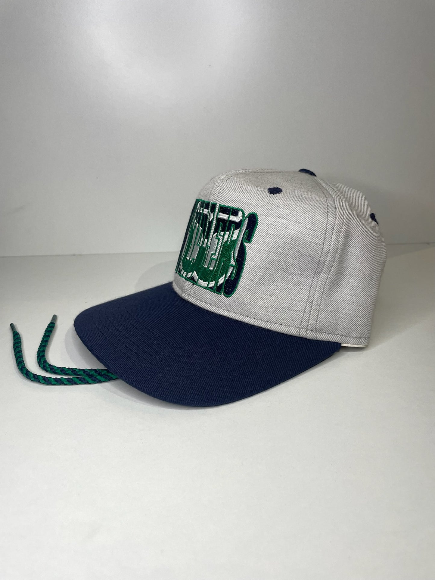 VINTAGE 90s HARTFORD WHALERS #1 APPAREL DRAWSTRING CAP HAT