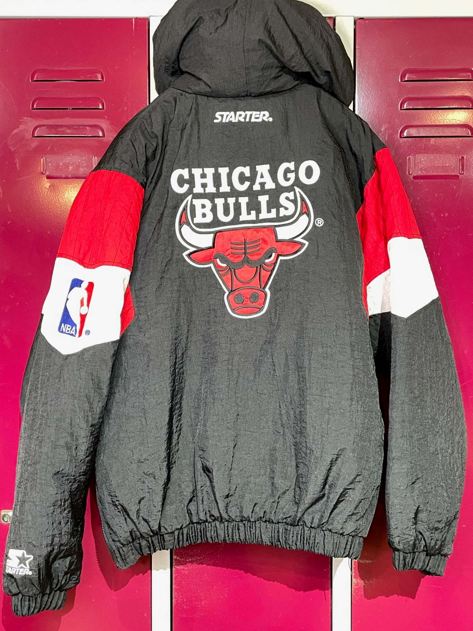 Vintage 90s Starter Chicago Bulls Pullover Hoody 1/2 Zip Jacket X-Large  Jordan