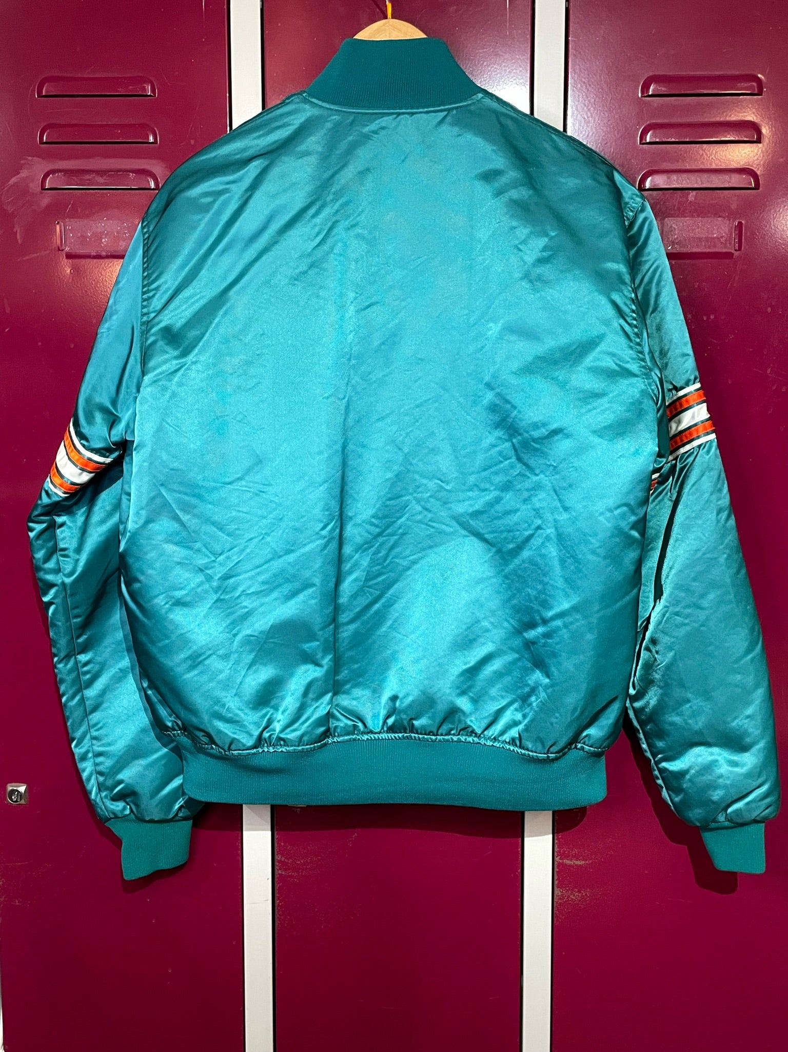 VINTAGE 90s STARTER MIAMI DOLPHINS NFL SATIN JACKET SZ: L