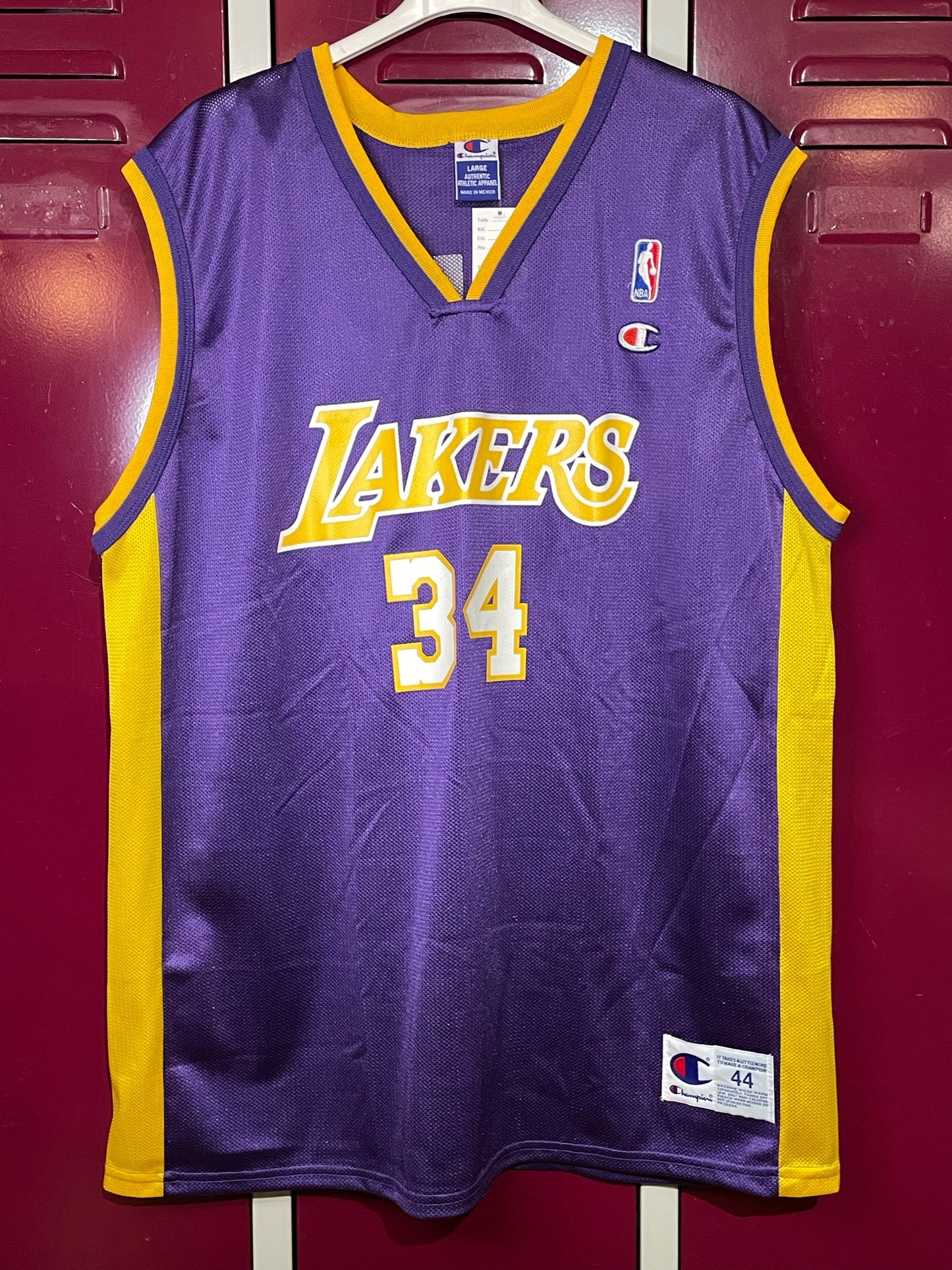 VINTAGE CHAMPION LOS ANGELES LAKERS "SHAQUILLE O'NEAL" NBA JERSEY  SZ: 44