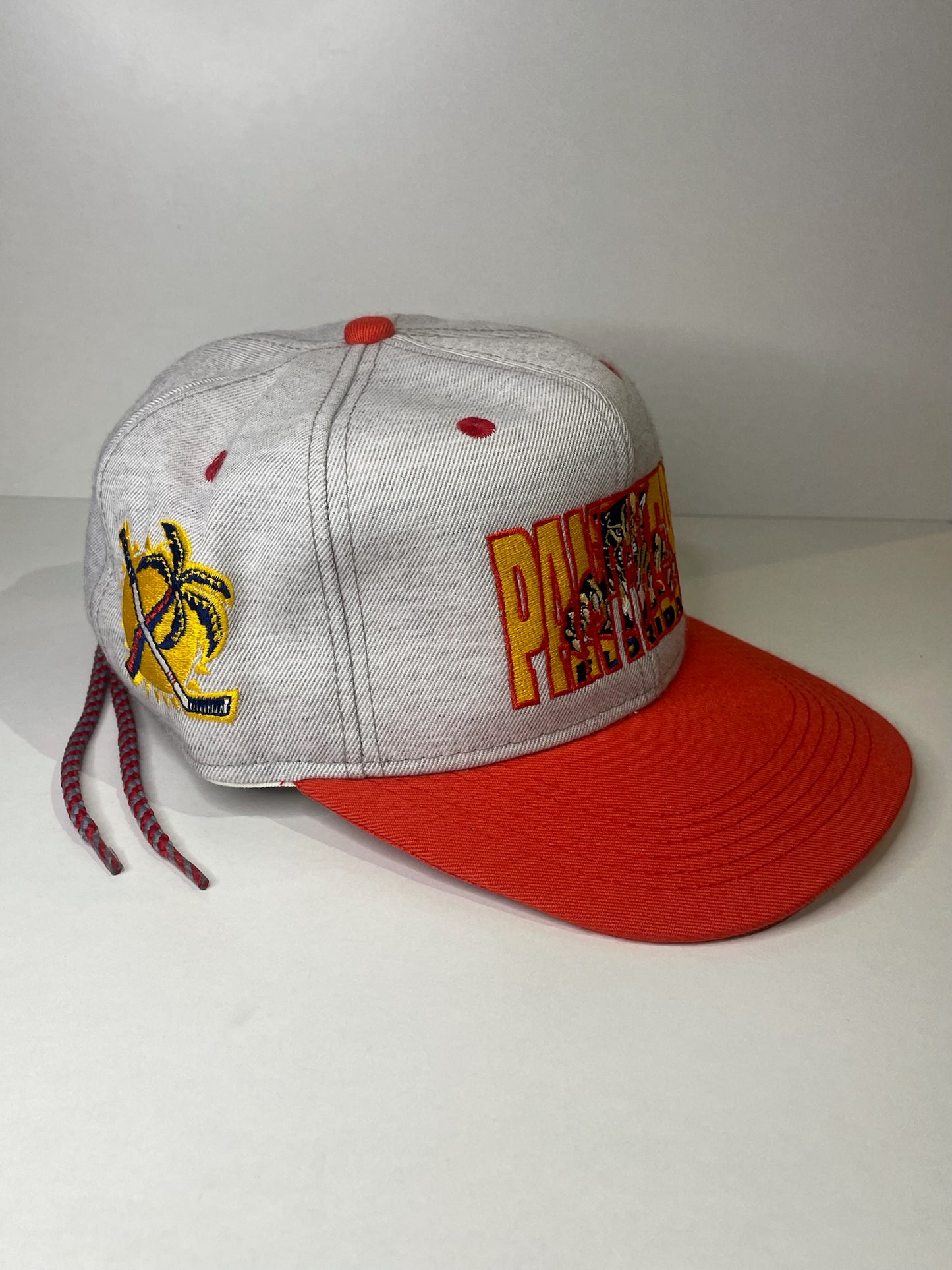 VINTAGE 90s FLORIDA PANTHERS #1 APPAREL DRAWSTRING CAP HAT