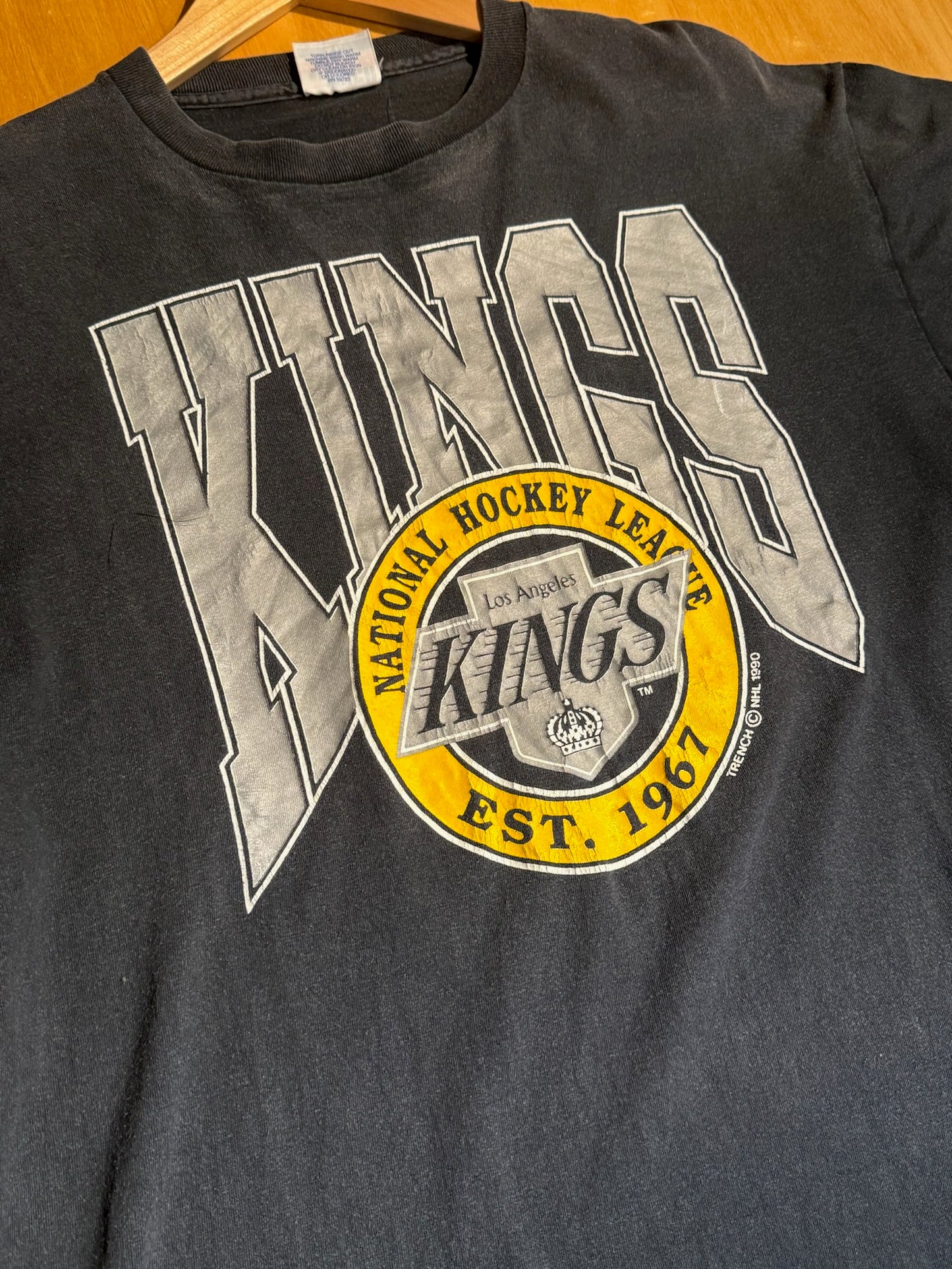 VINTAGE 1990 LOS ANGELES KINGS TRENCH ULTRA T-SHIRT  SZ: XL