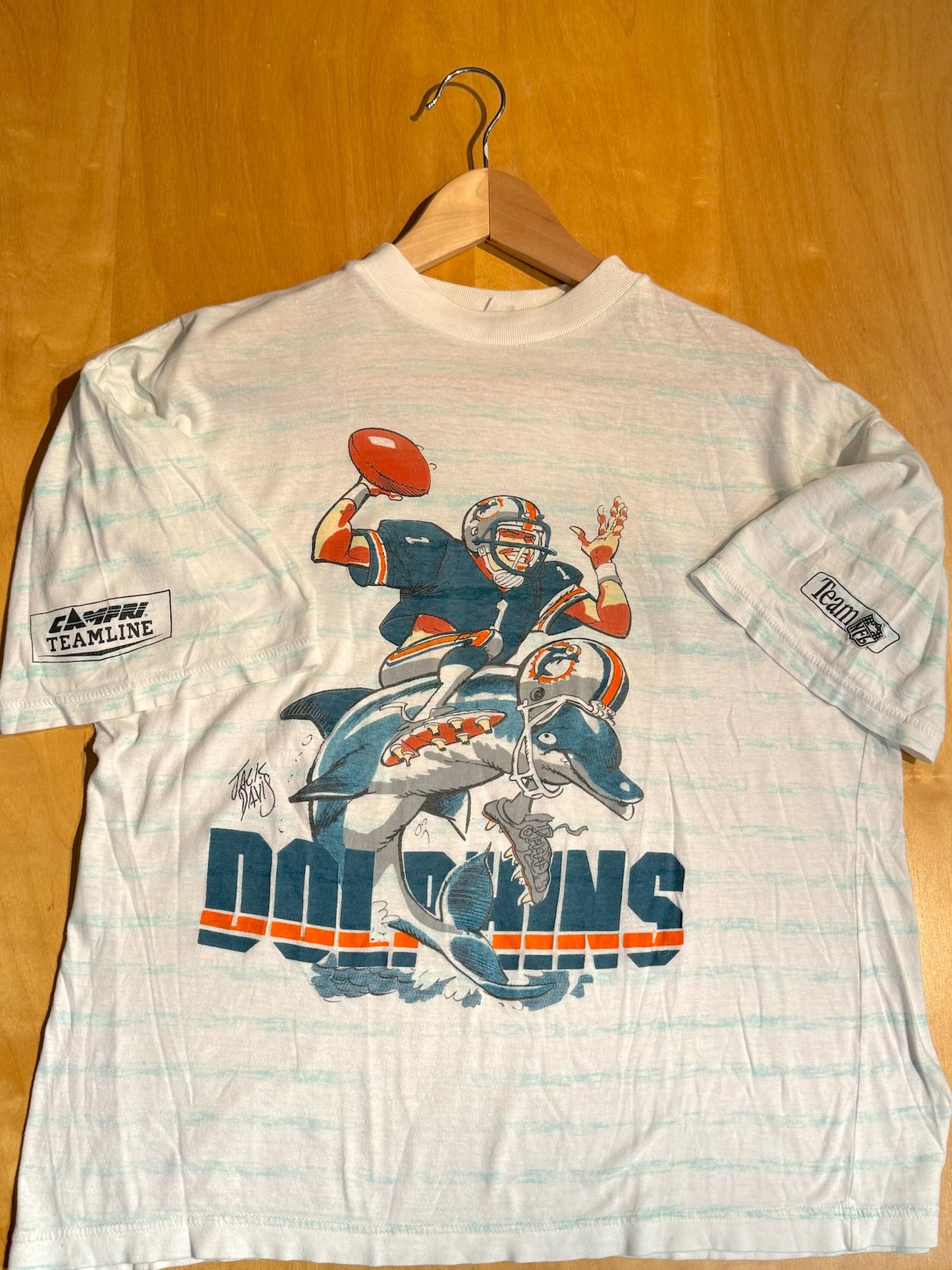 VINTAGE MIAMI DOLPHINS CAMPRI "ILLUSTRATION BY JACK DAVIS" T-SHIRT  SZ: M