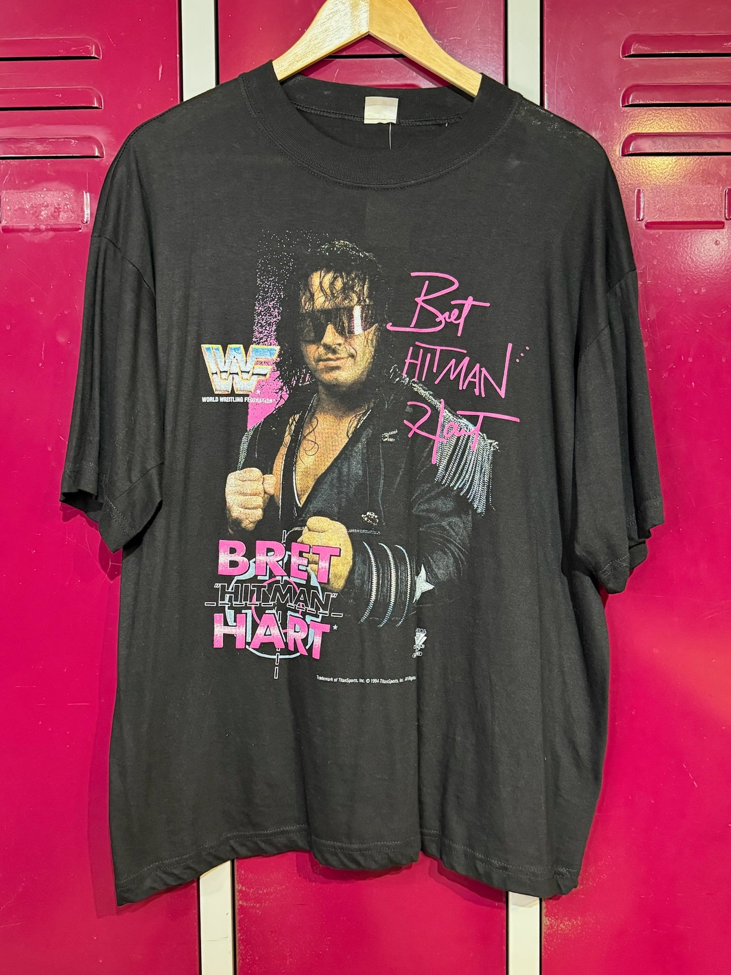 VINTAGE 1994 BRET THE HITMAN HART WWF T-SHIRT SZ: M