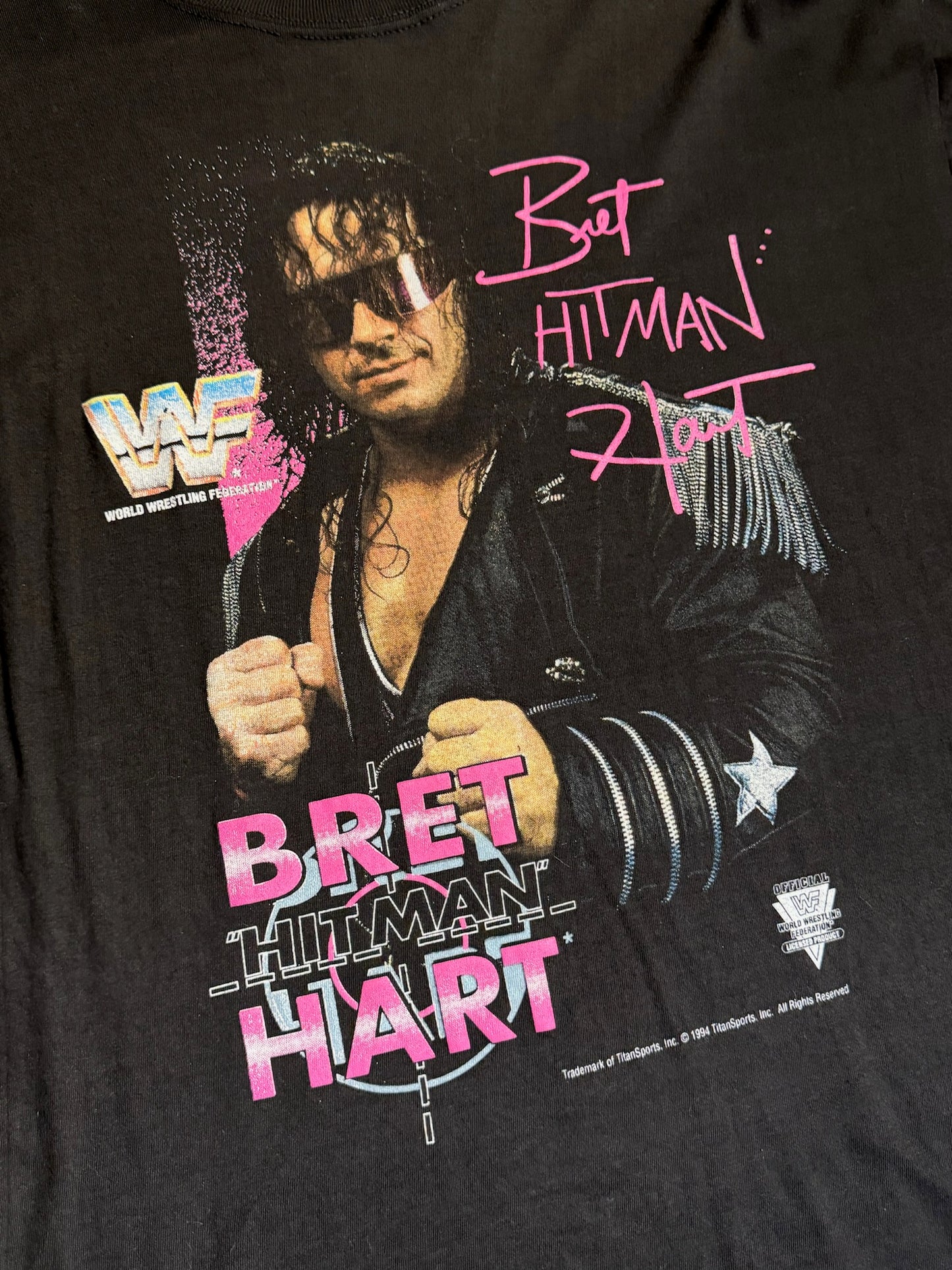 VINTAGE 1994 BRET THE HITMAN HART WWF T-SHIRT SZ: M