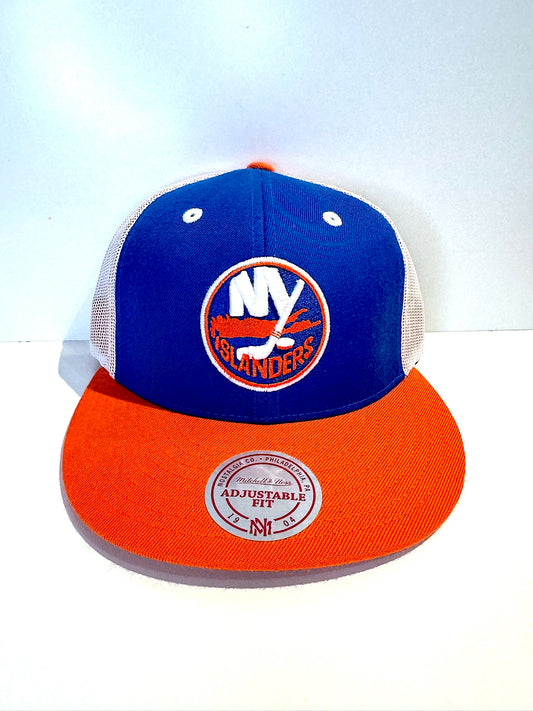 NEW YORK ISLANDERS MITCHELL & NESS TRUCKER SNAPBACK CAP HAT