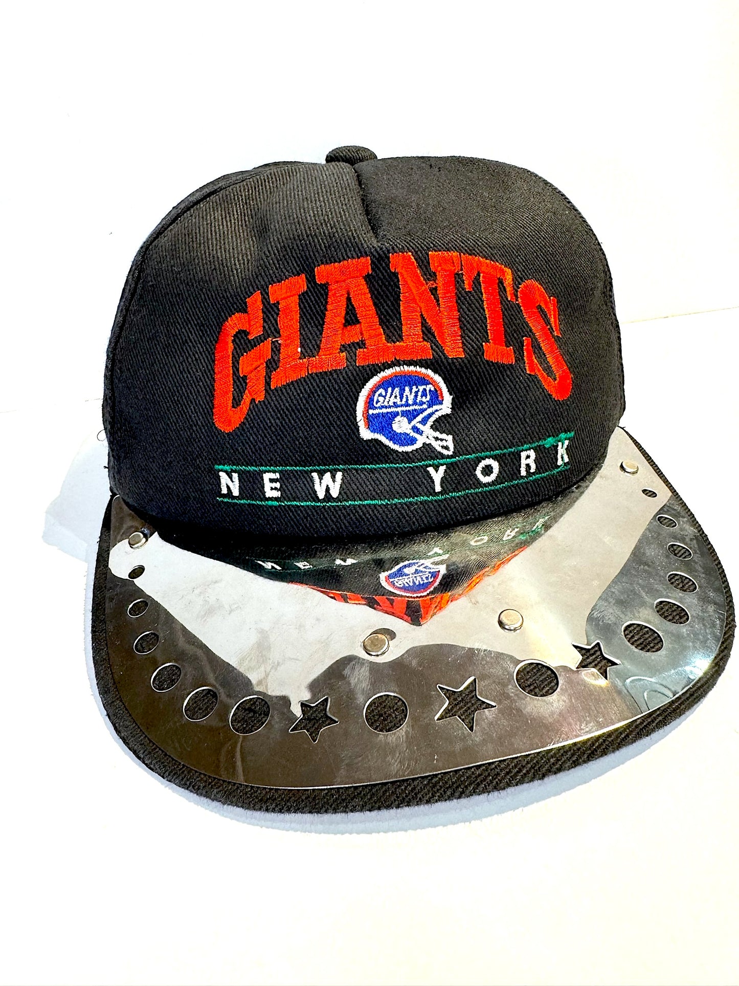 VINTAGE 90s NEW YORK GIANTS METAL PLATE SNAPBACK CAP HAT