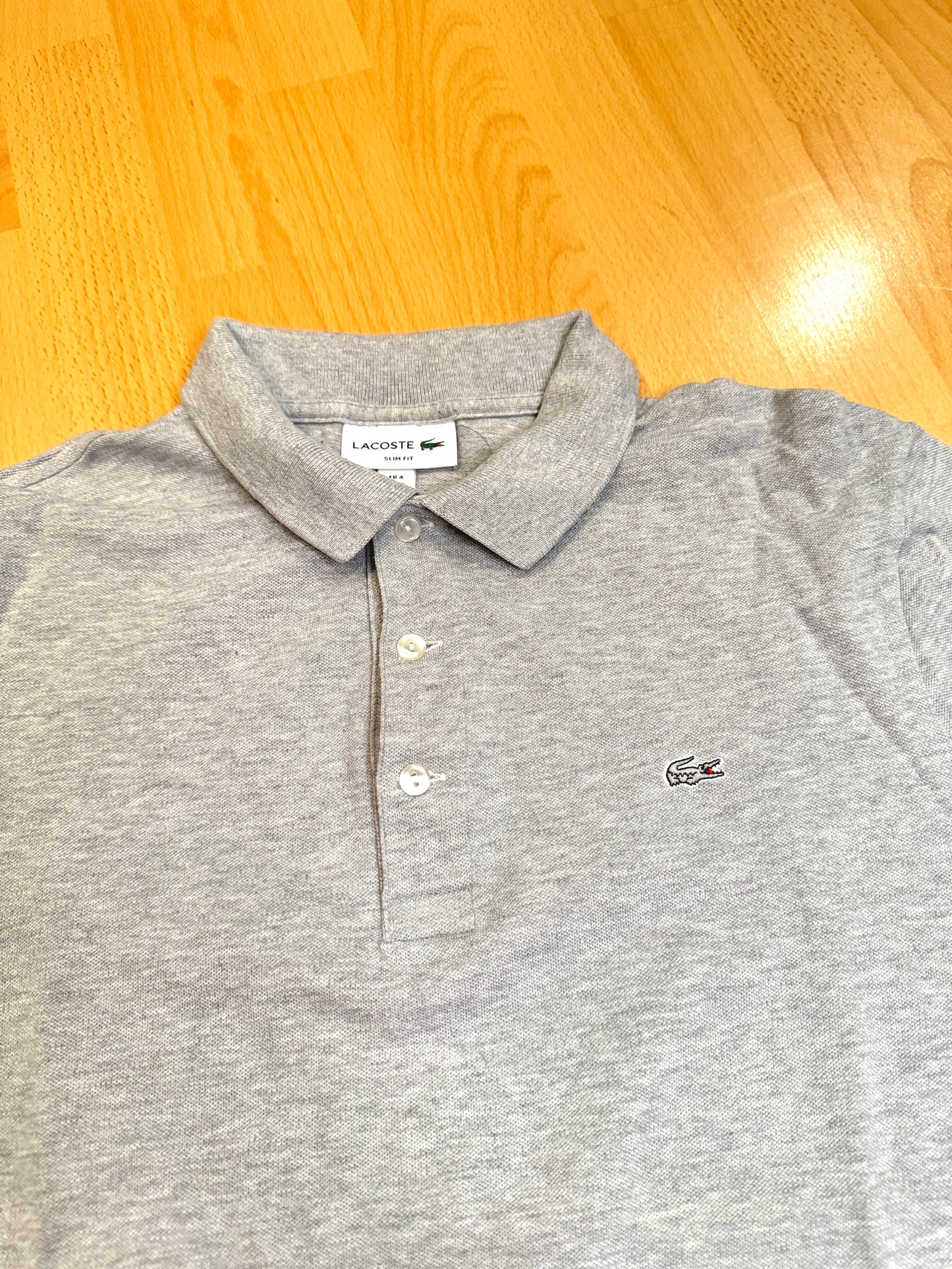 LACOSTE SLIM FIT "LIGHT GRAY" POLO SZ: 4 = US M