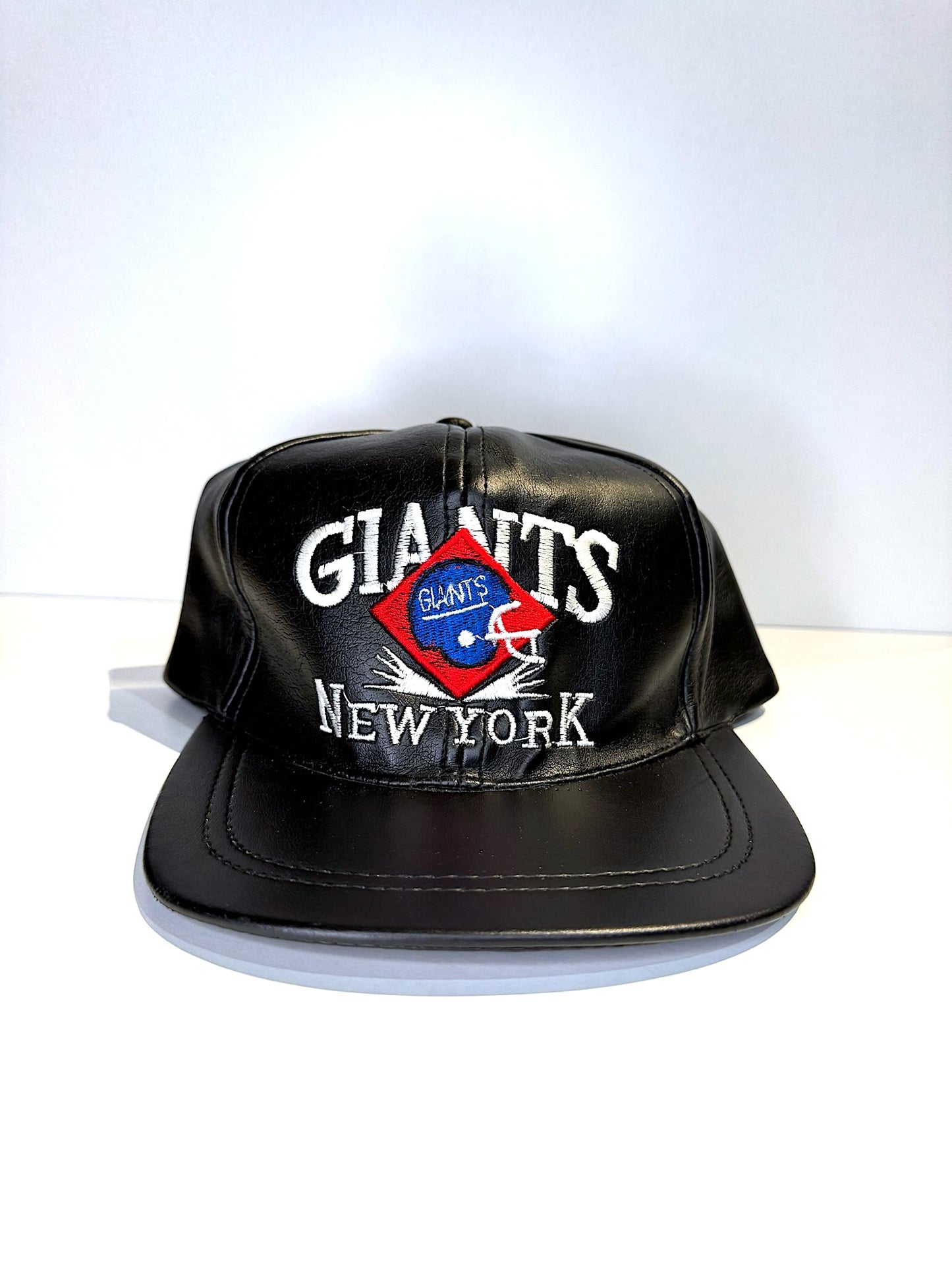 VINTAGE 90s NEW YORK GIANTS PU LEATHER SNAPBACK CAP HAT