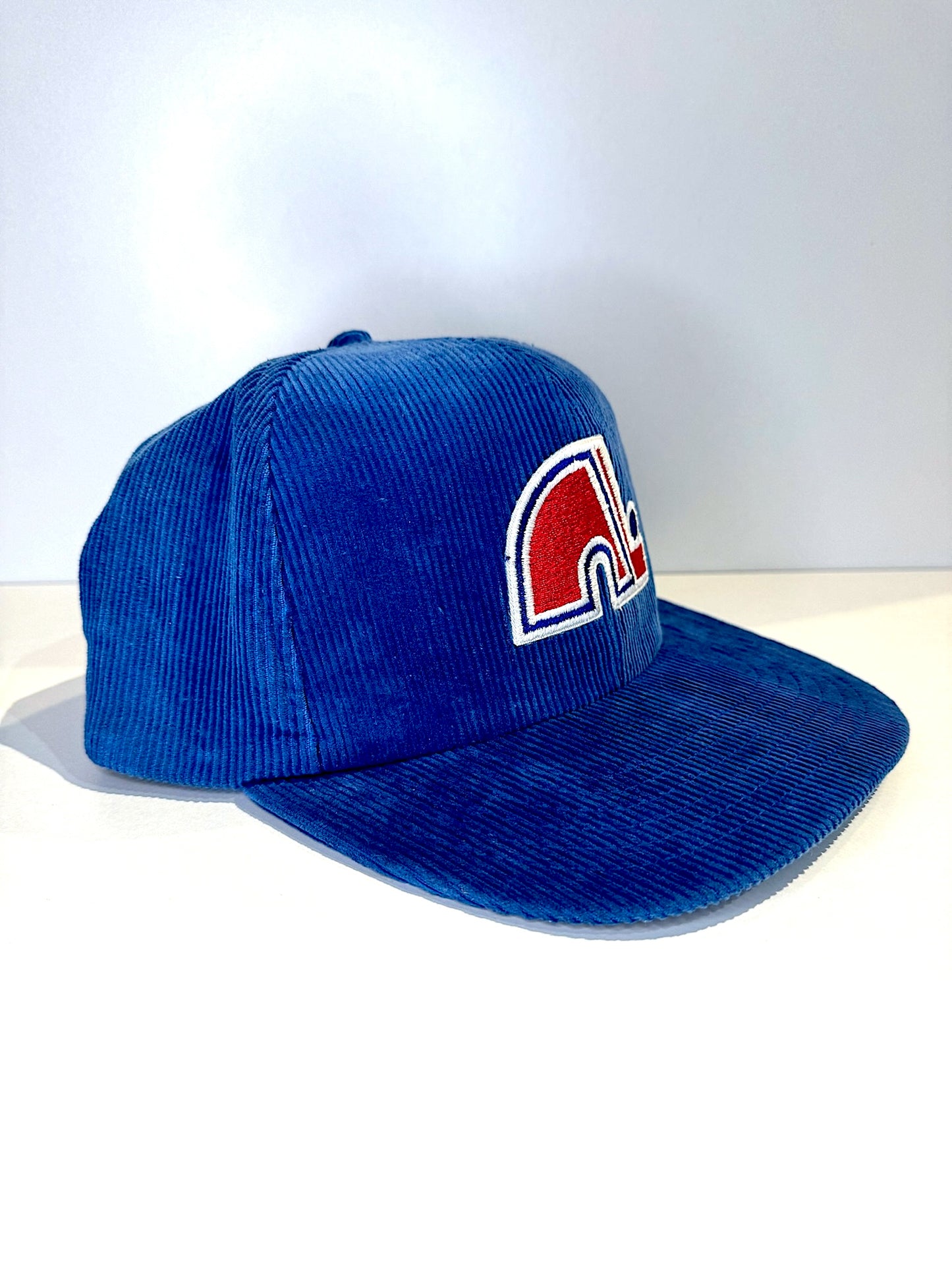 VINTAGE 80/90s QUEBEC NORDIQUES CORDUROY (LNH) SNAPBACK CAP HAT