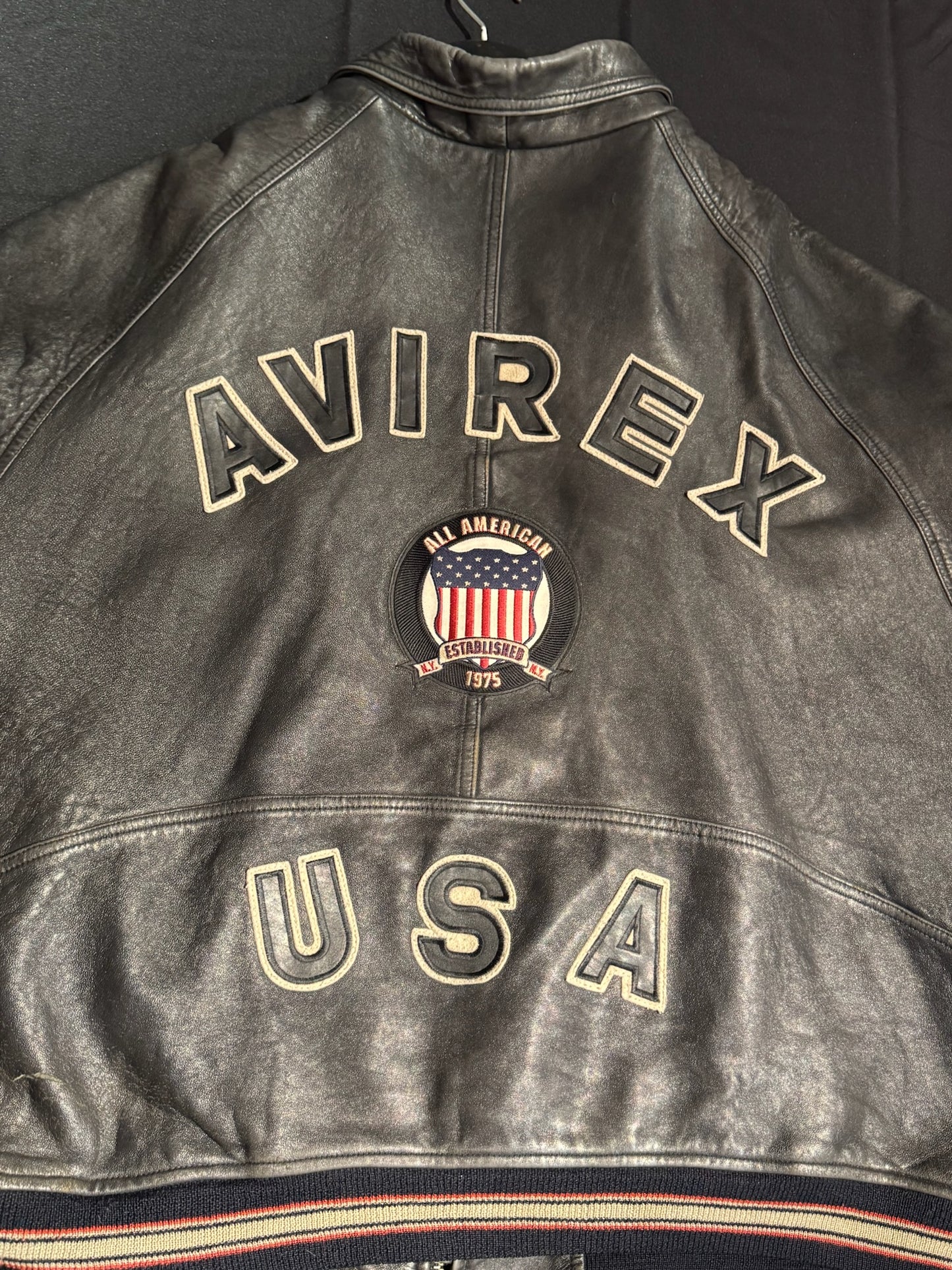 VINTAGE 90s AVIREX "OG SIGNATURE" CLASSIC VARSITY JACKET SZ: 5XL