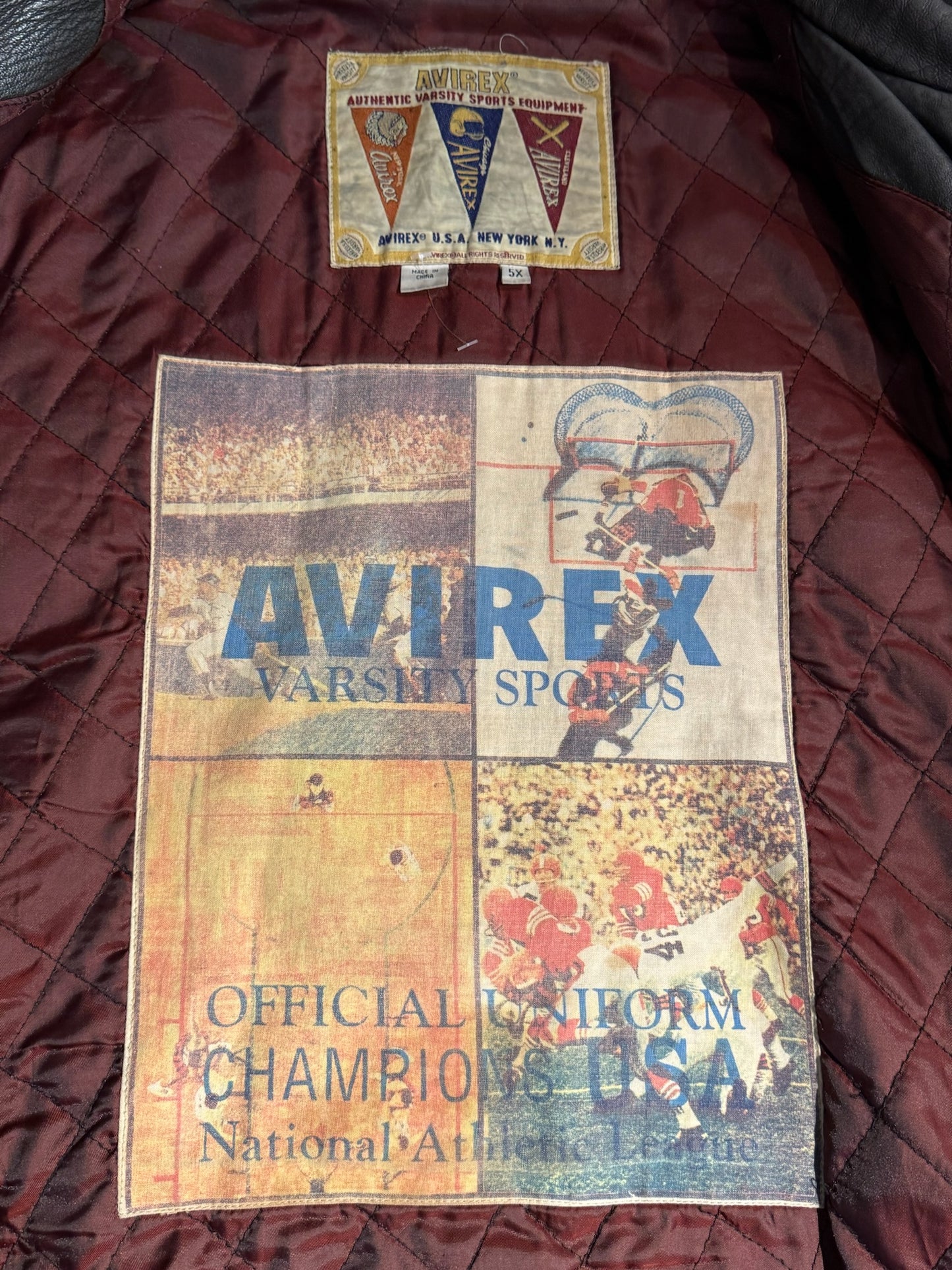 VINTAGE 90s AVIREX "OG SIGNATURE" CLASSIC VARSITY JACKET SZ: 5XL