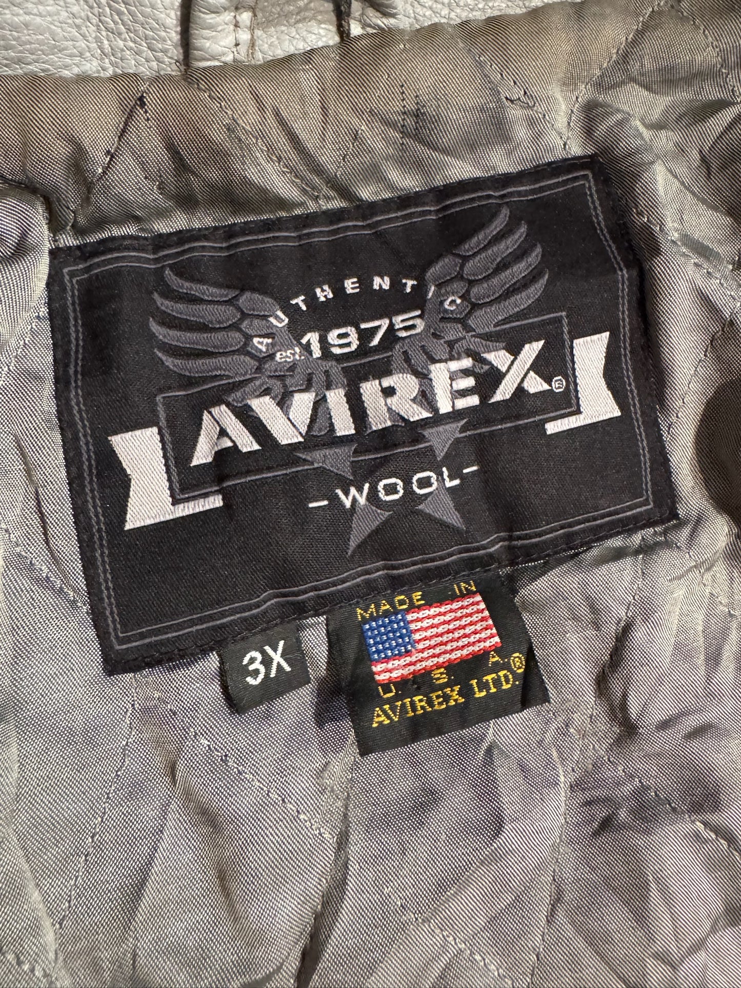 VINTAGE 90s AVIREX "WOOL" MADE IN USA VARSITY JACKET SZ: 3XL