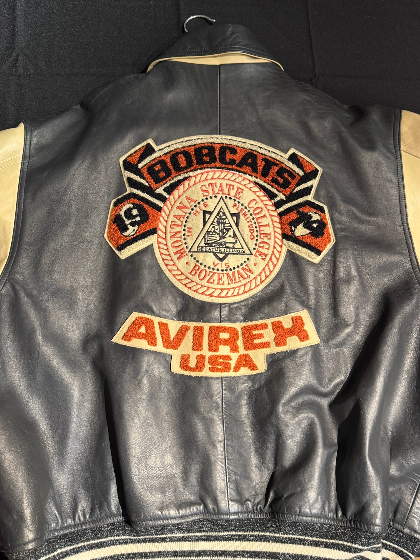 VINTAGE 90s AVIREX "BOBCATS" MADE IN USA VARSITY JACKET SZ: XL