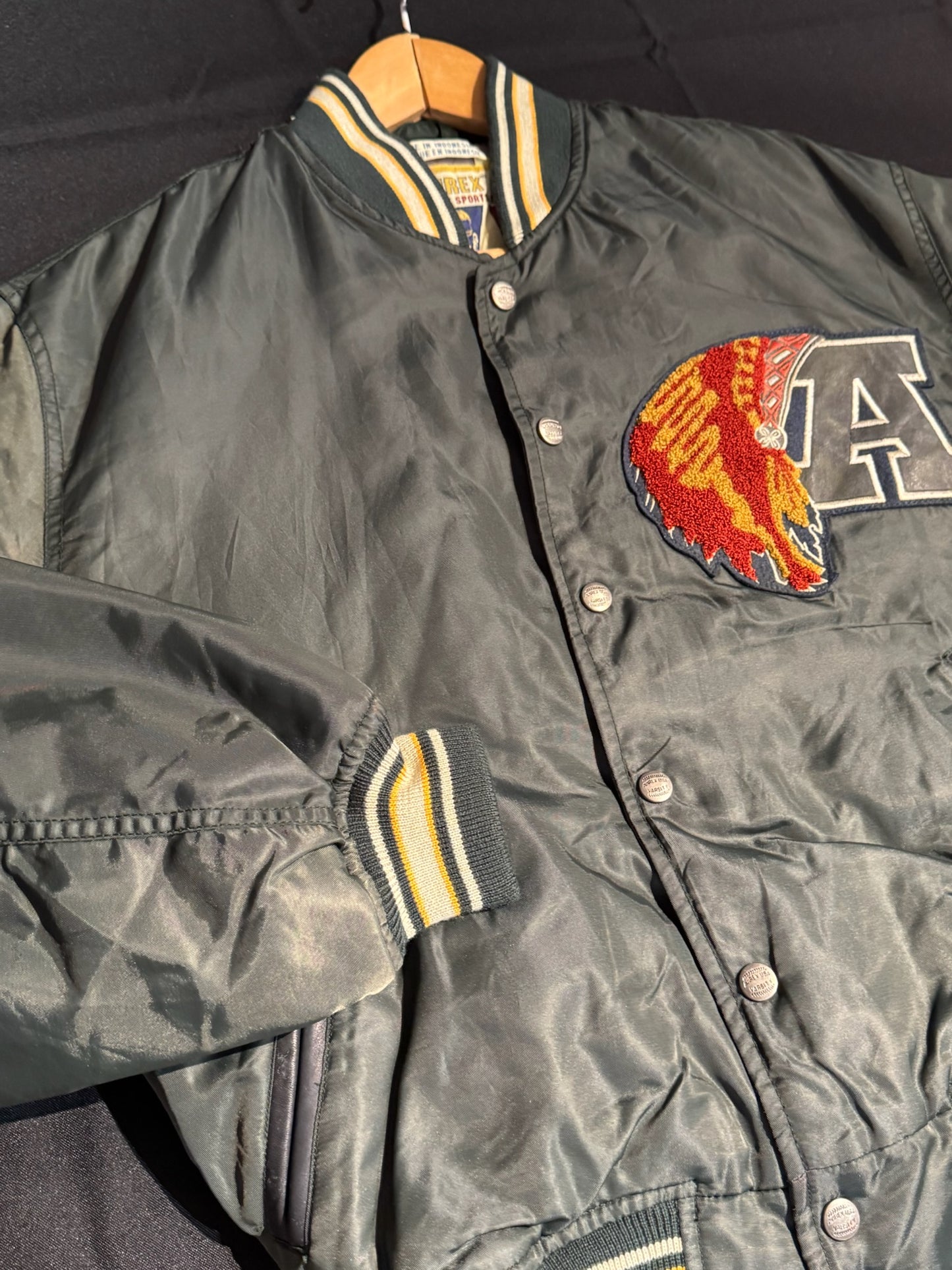 VINTAGE 90s AVIREX INDIAN CHIEF "CHOCTOW FOOOTBALL TEAM" NYLON WOMAN JACKET  SZ: S