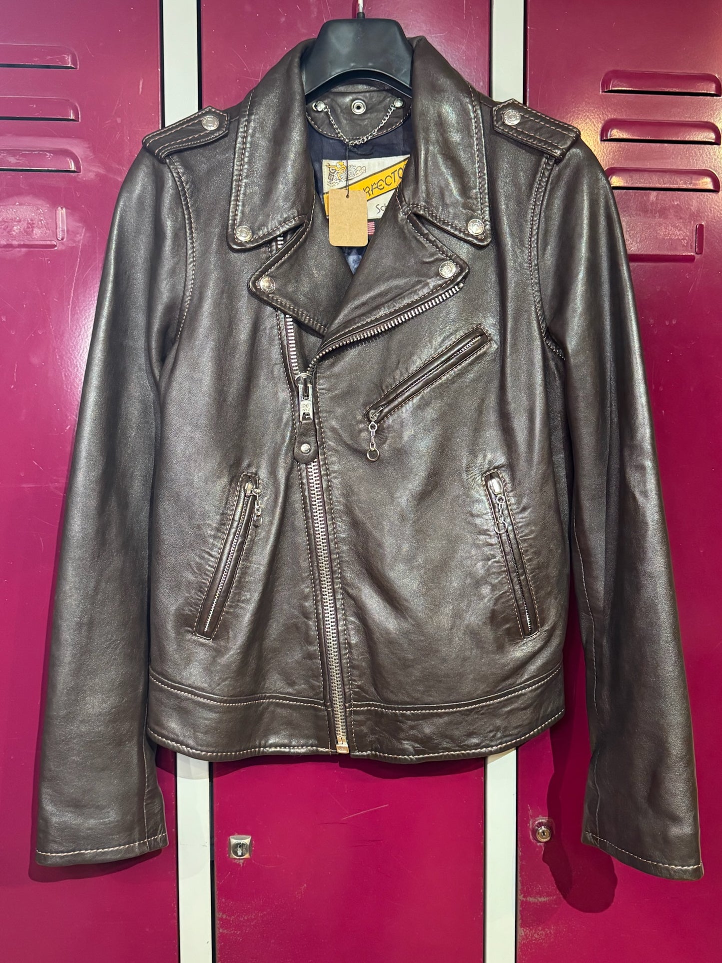 "NWT" SCHOTT N.Y.C PERFECTO LEATHER WOMAN JACKET SZ: S